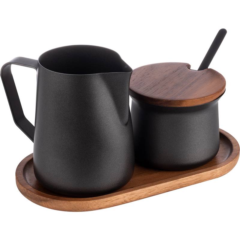 APS Milch-/ Zucker-Set MILURO, Edelstahl schwarz, 5-teilig