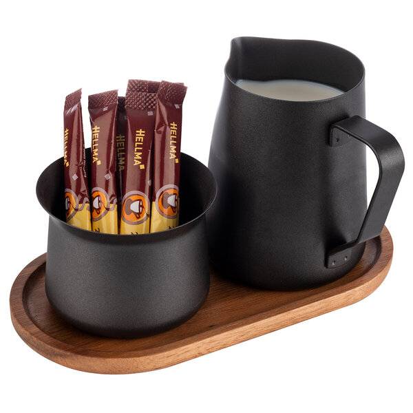 Milch- und Zucker-Set Akazie - 5-tlg. schwarz.