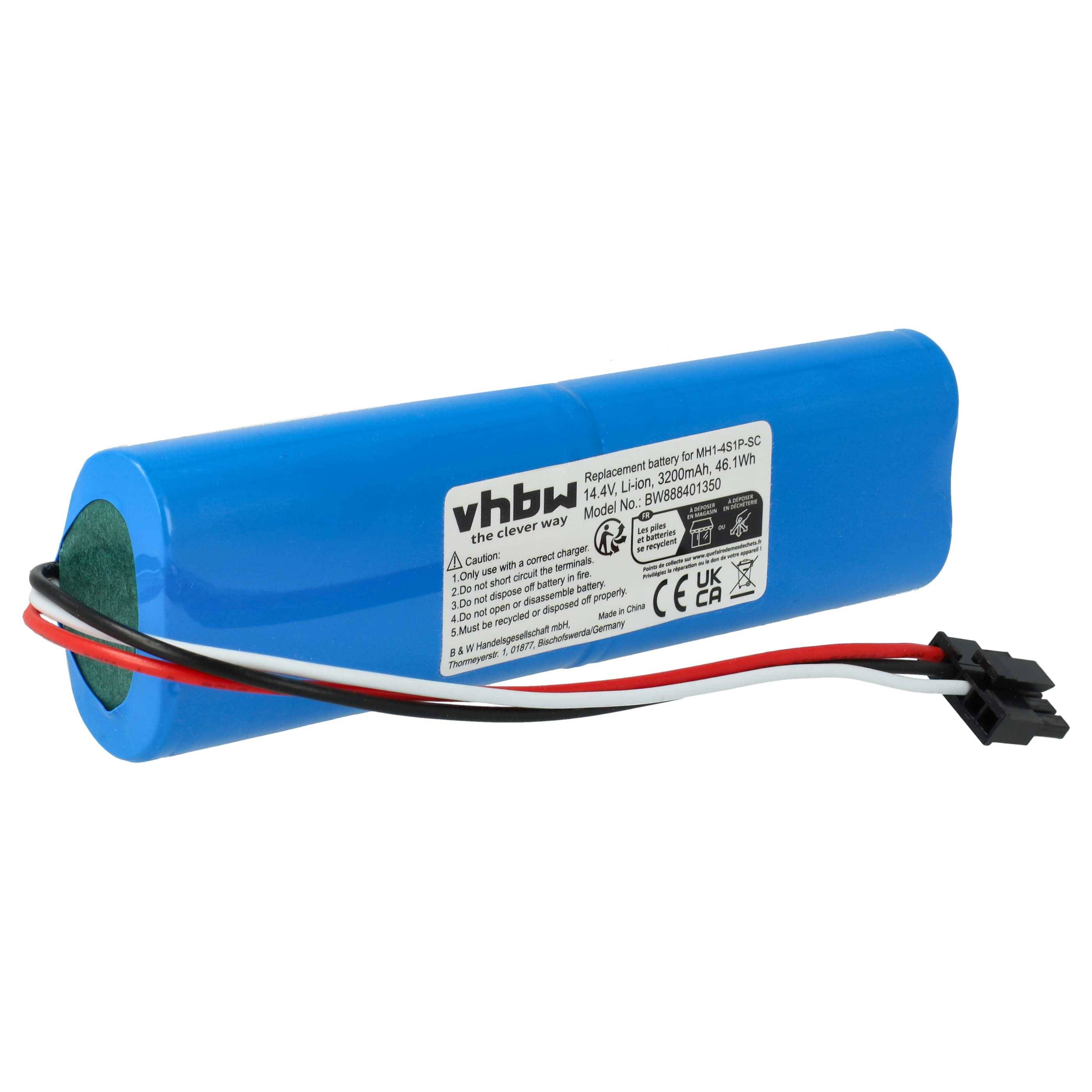 vhbw Akku kompatibel mit Viomi V-RVCLM26B, V-RVCLMB21B, V2 Pro, V3, VXVC01-JG Staubsauger (3200 mAh, 14,4 V, Li-Ion)