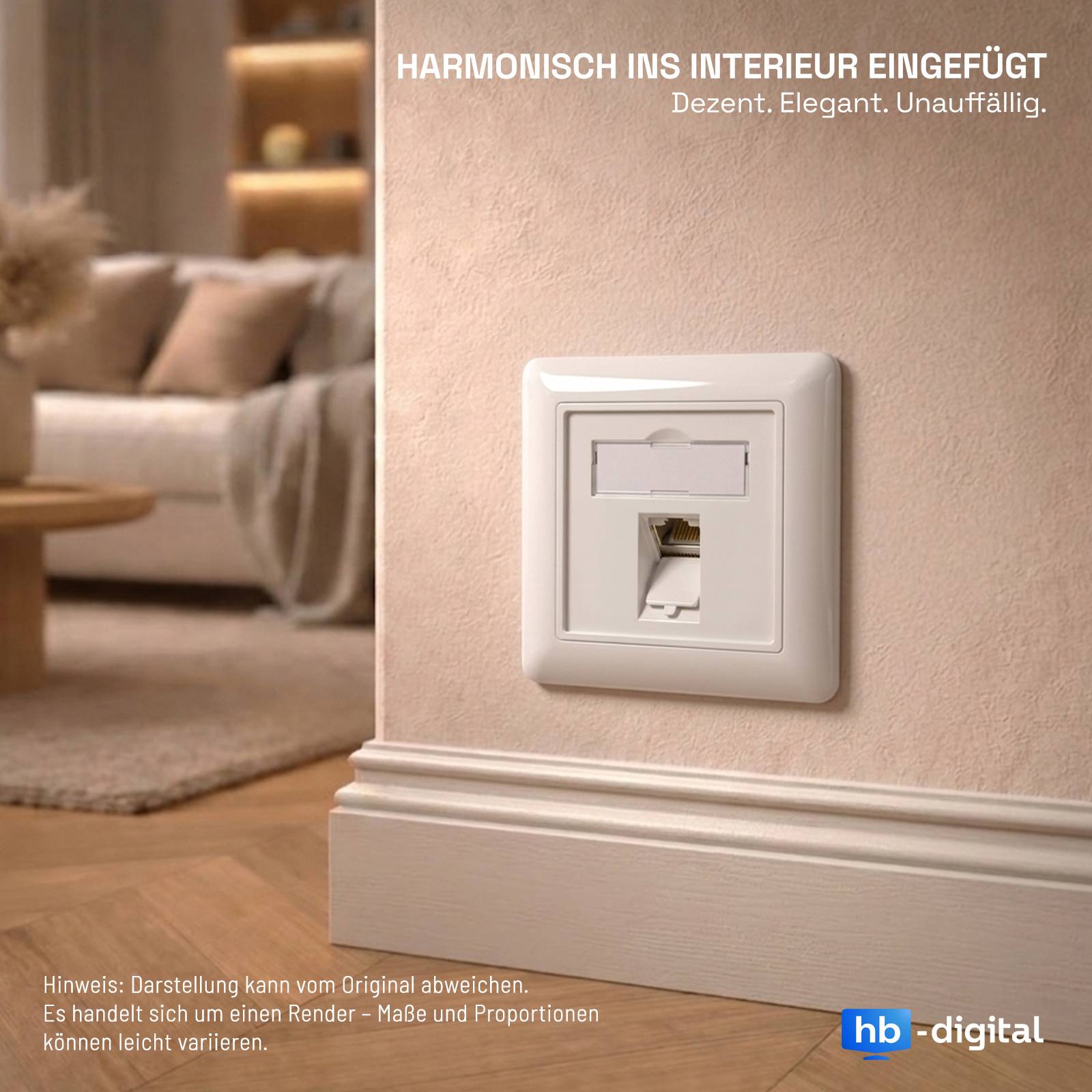 hb-digital Netzwerkdose 1 Port mit 1 x Keystone Modul CAT 8 Datendose RJ45 Unterputz RAL9003