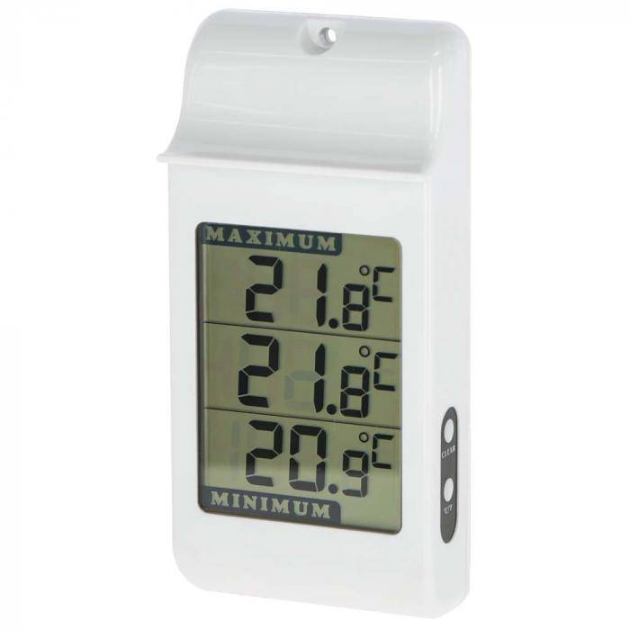 Max-Min-Thermometer digital - ABS-Kunststoff - Umschaltung zwischen °C und °F - weiß