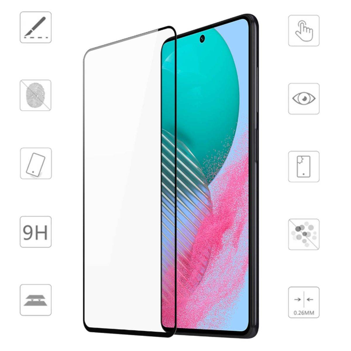 Für Samsung Galaxy M54 5G 3D Premium 0,3 mm H9 Hart Glas Schwarz Folie Schutz Hülle Zubehör Neu