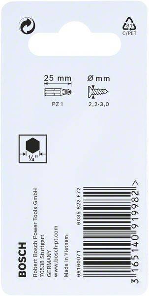 Bosch Power Tools PRO Pozidriv Impact Bit, 2608522400