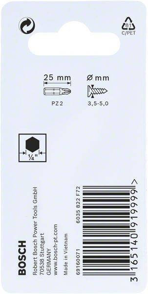 Bosch Power Tools PRO Pozidriv Impact Bit, 2608522401