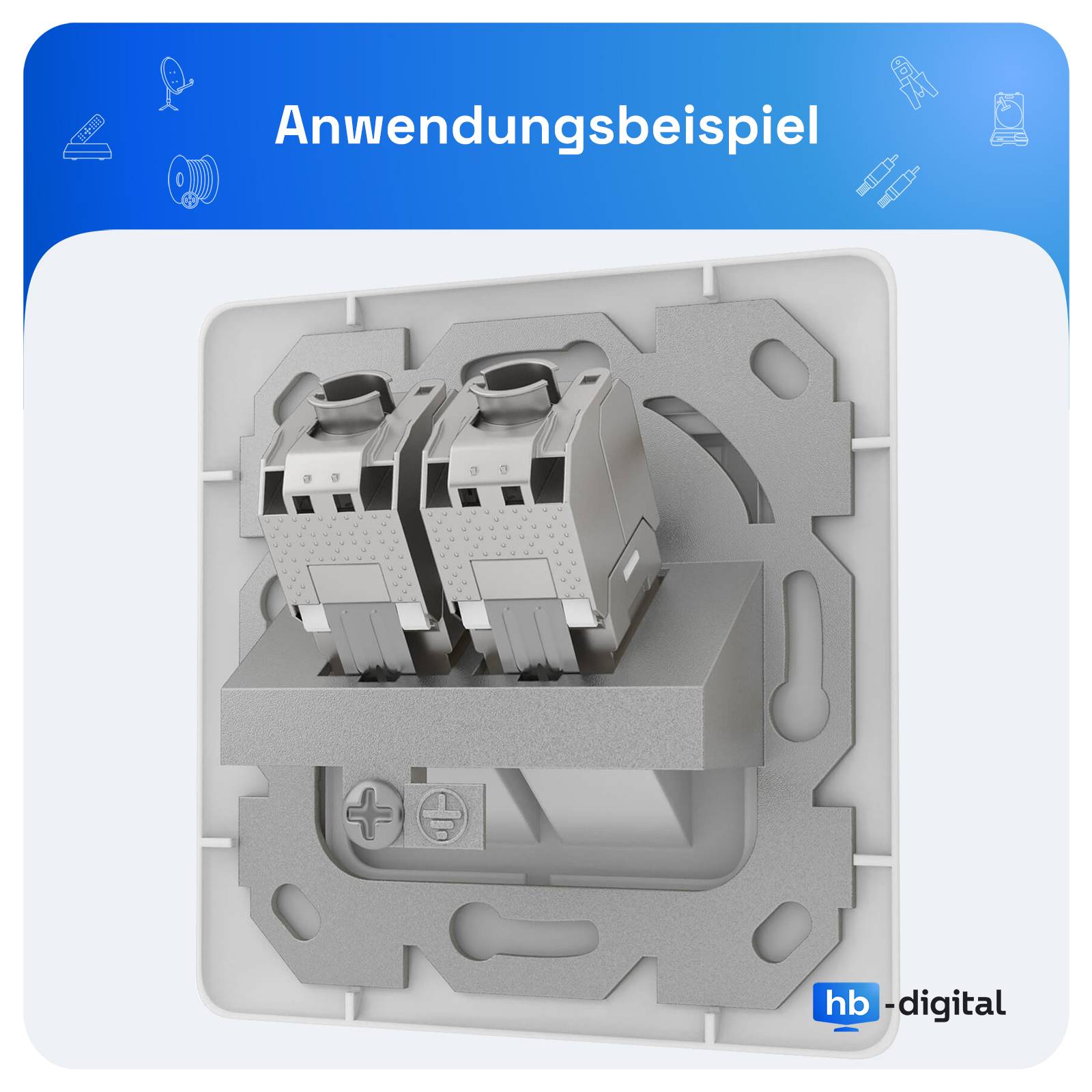 hb-digital Netzwerk Dose 2 Port Patch Dose Datendose RJ45 Unterputz RAL 9003