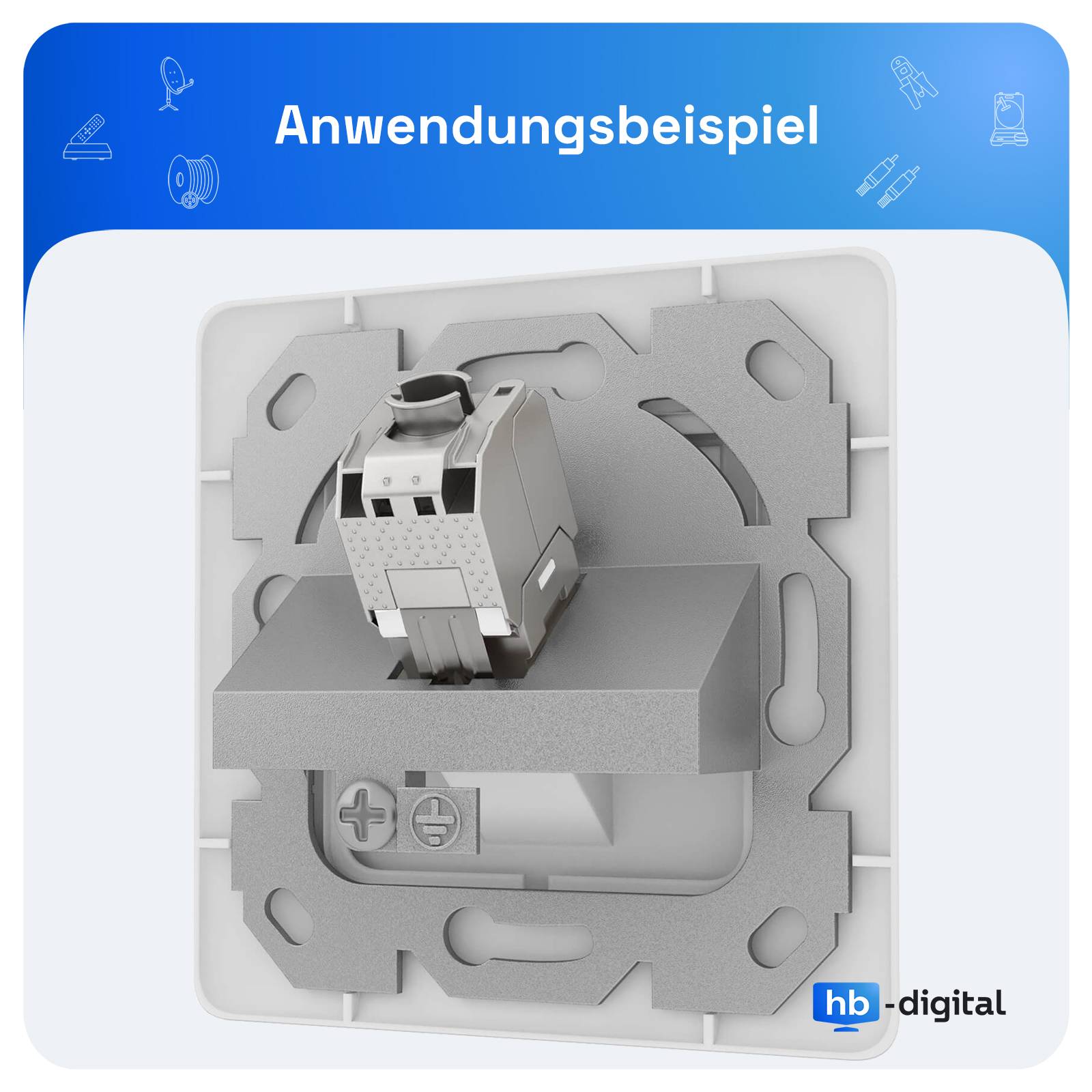 hb-digital Netzwerkdose 1 Port Datendose RJ45 Unterputz RAL 9003