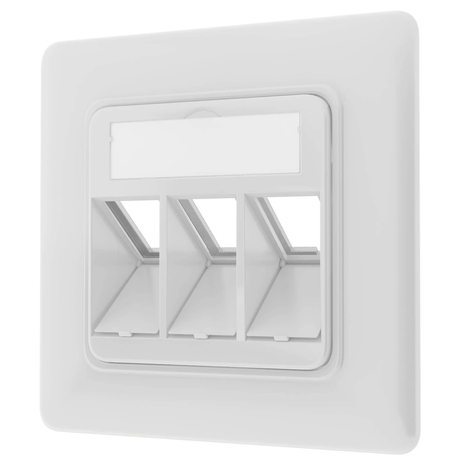 hb-digital Netzwerk Dose 3 Port Patchdose RJ45 Unterputz LAN Dose RAL 9003