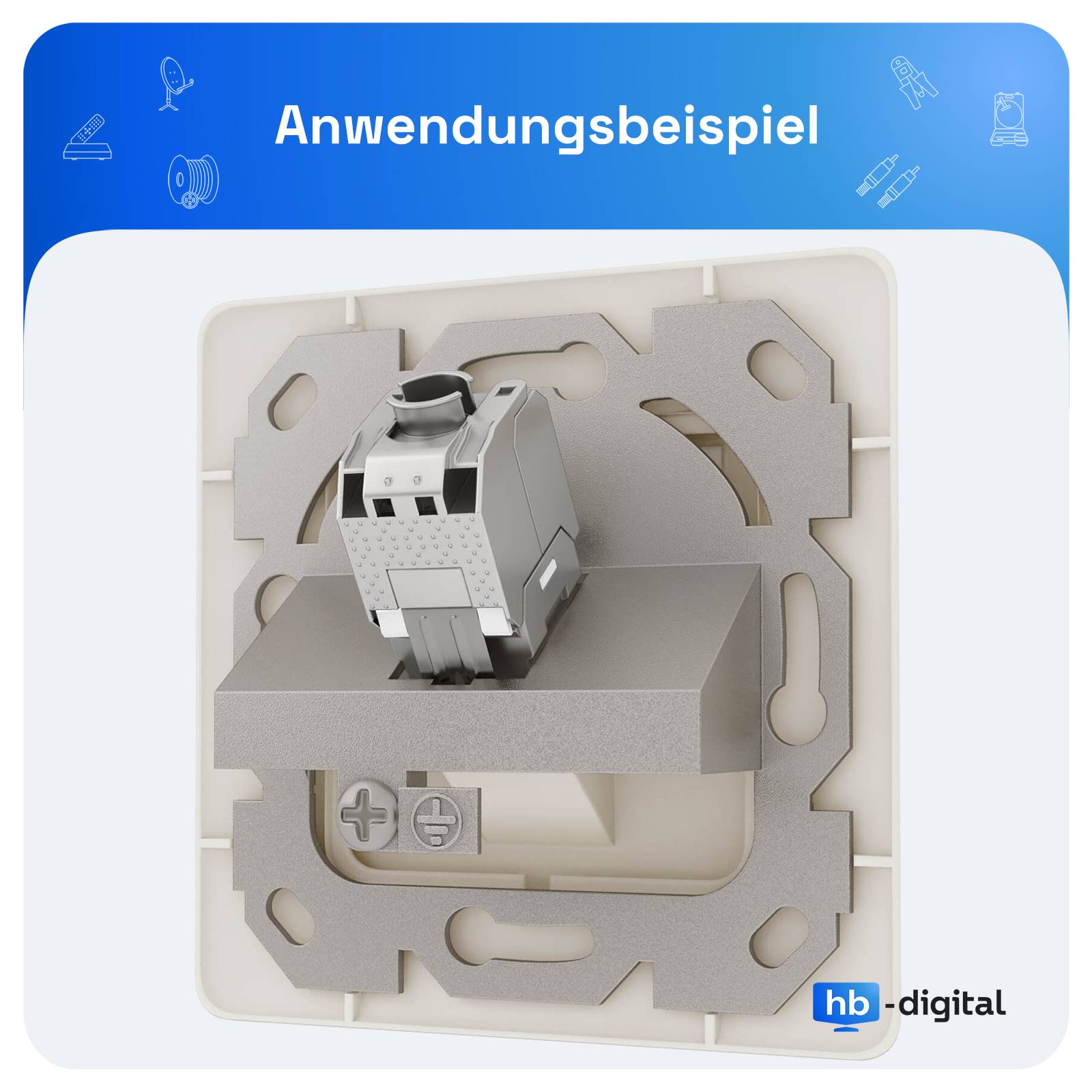 hb-digital Netzwerkdose 1 Port Daten Dose RJ45 Unterputz RAL 9010