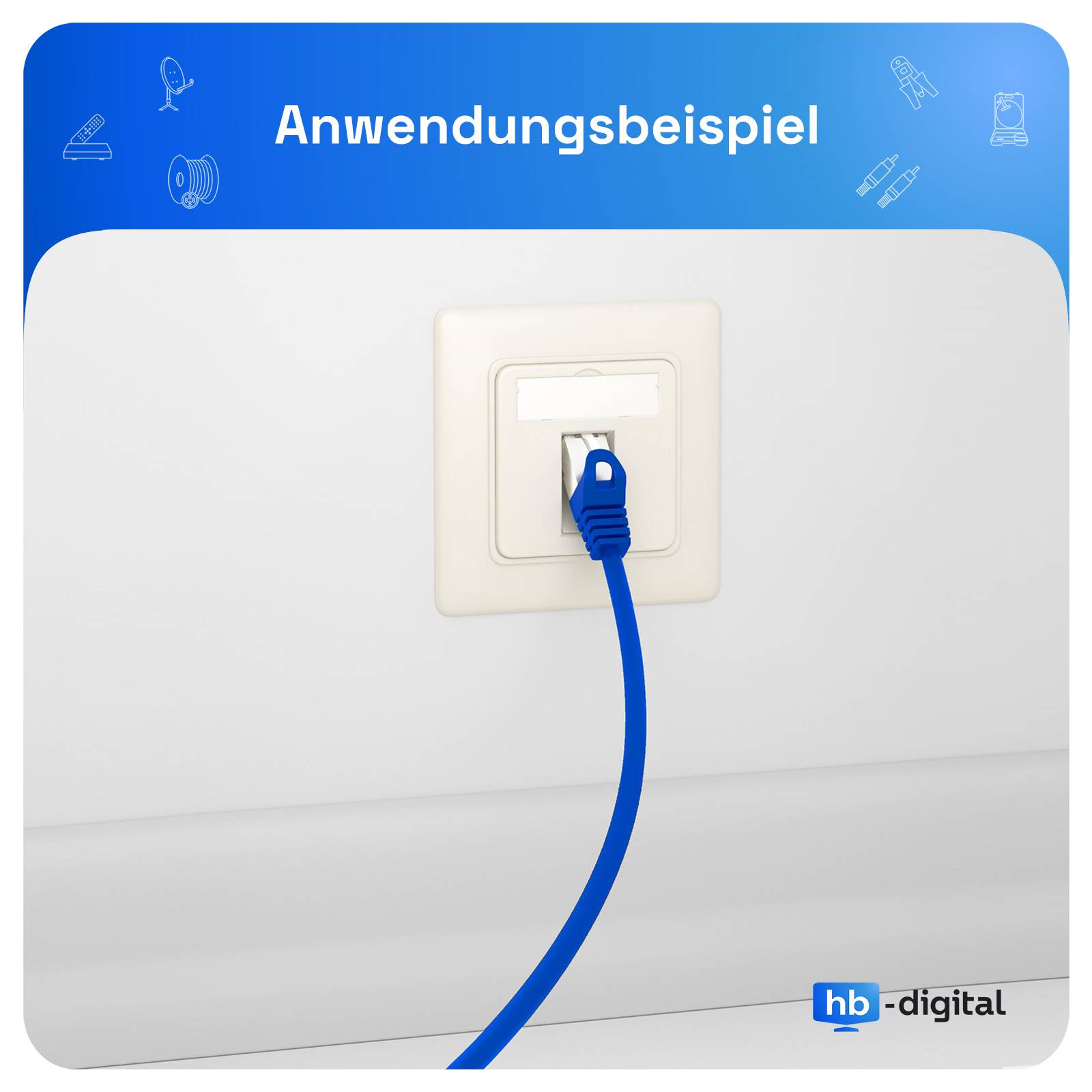 hb-digital Netzwerkdose 1 Port Daten Dose RJ45 Unterputz RAL 9010