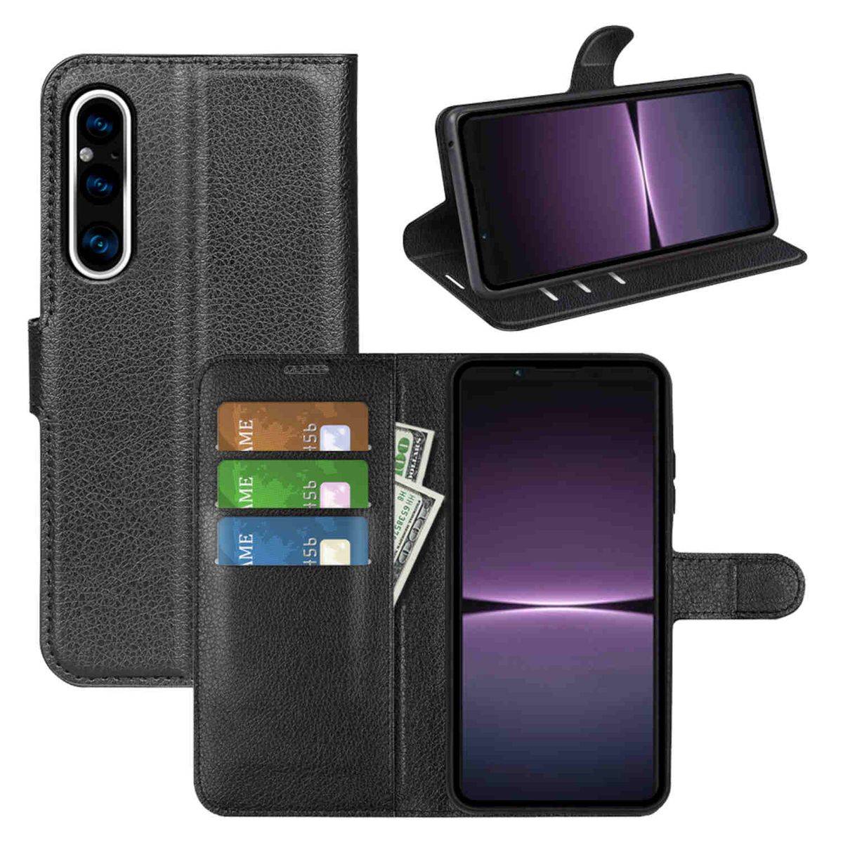 Für Sony Xperia 1 V 5. Generation Handy Tasche Wallet Premium Schutz Hülle Case Cover Etuis Neu Zubehör Schwarz