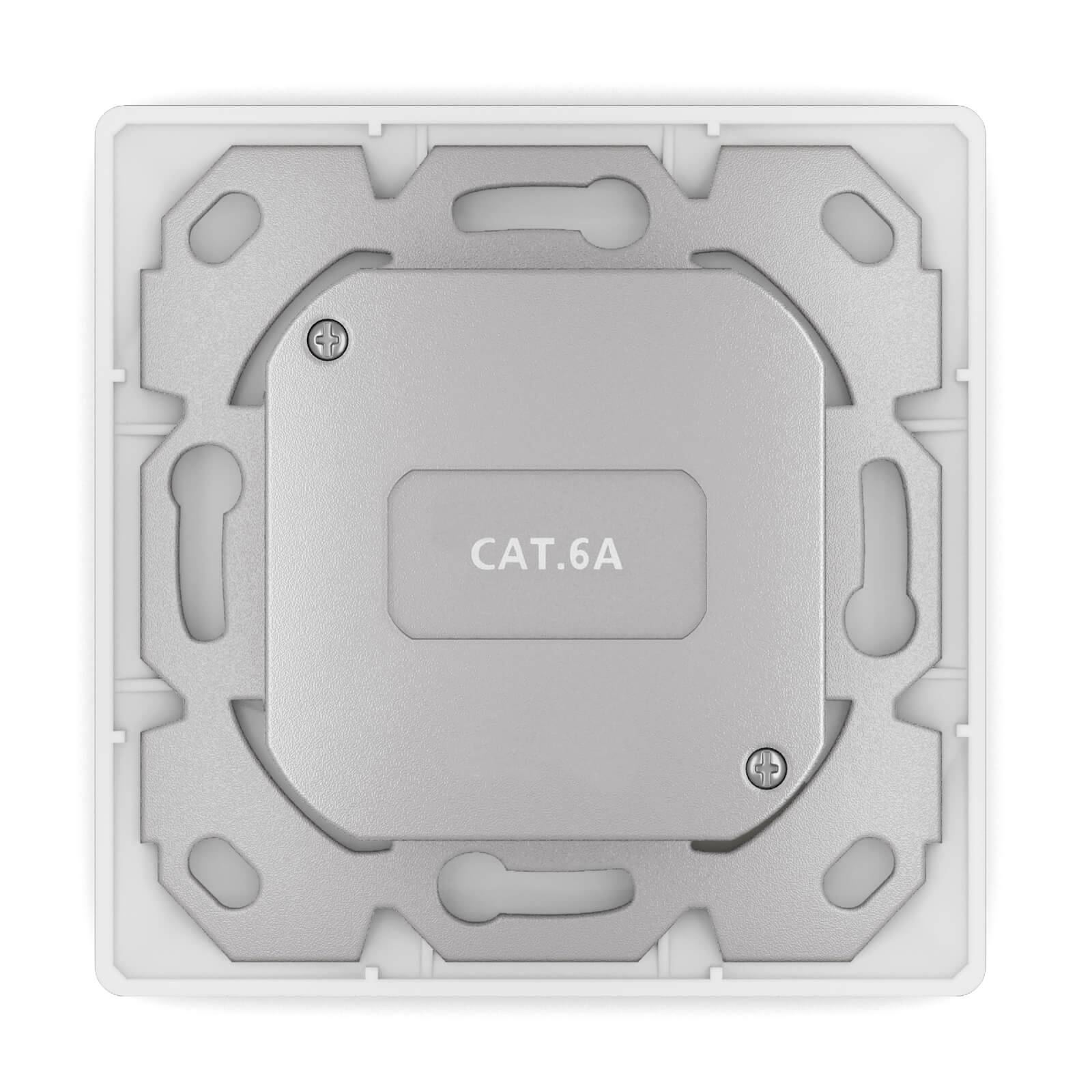 hb-digital LAN Dose CAT 6a Netzwerkdose Aufputz / Unterputz 2 x RJ45 RAL9003