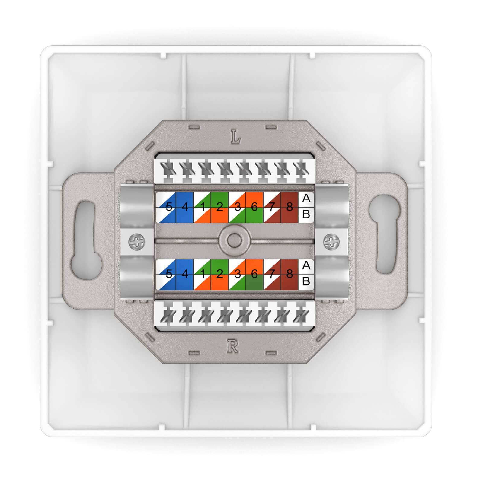 hb-digital LAN Dose CAT 5e Netzwerkdose Unterputz 2 x RJ45 RAL9003