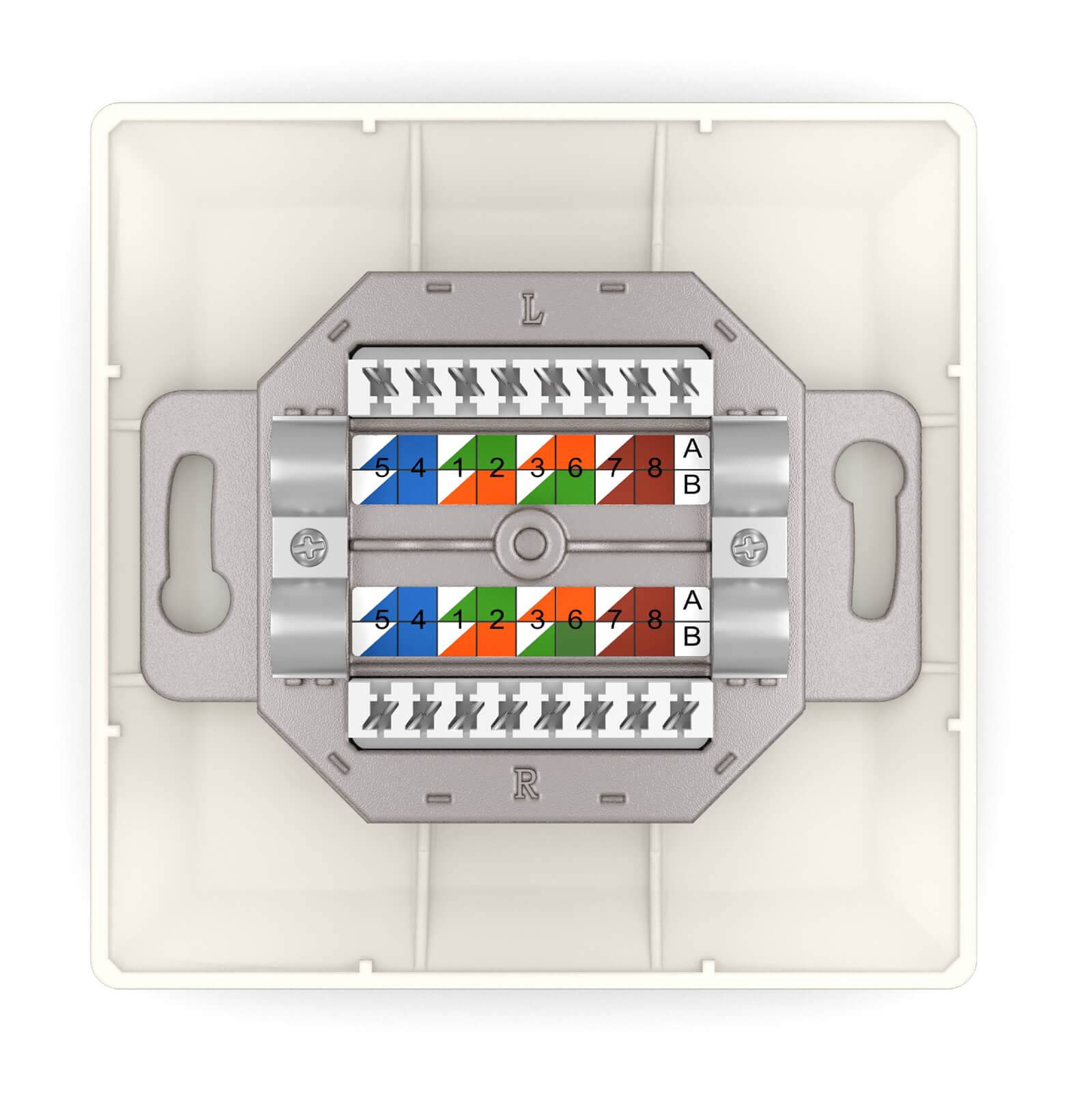 hb-digital LAN Dose CAT 5e Netzwerkdose Unterputz 2 x RJ45 RAL9010