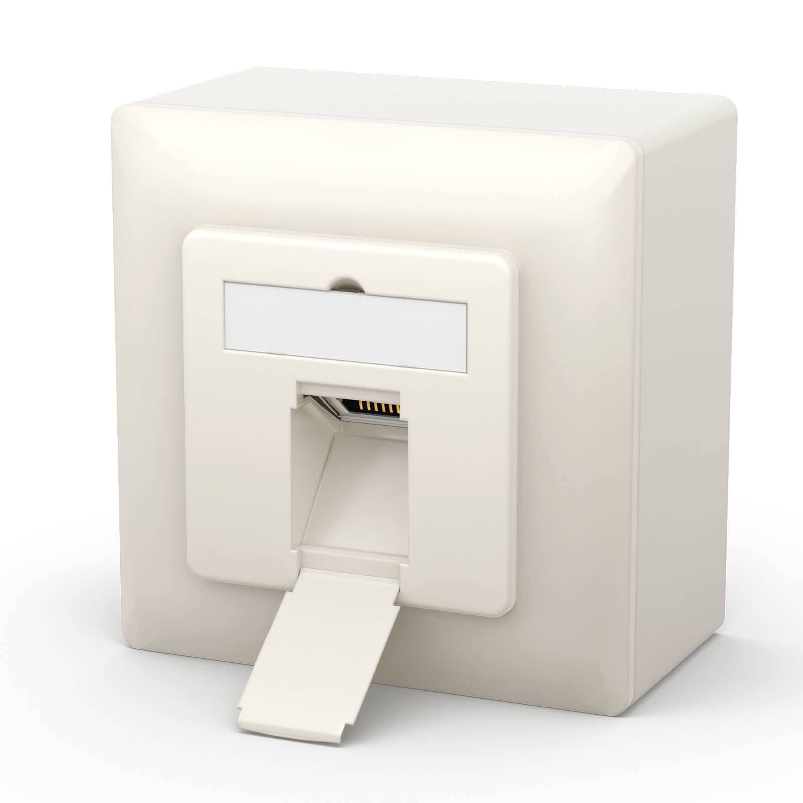 hb-digital LAN Dose CAT 6 Netzwerkdose Aufputz / Unterputz 1 x RJ45 RAL9010