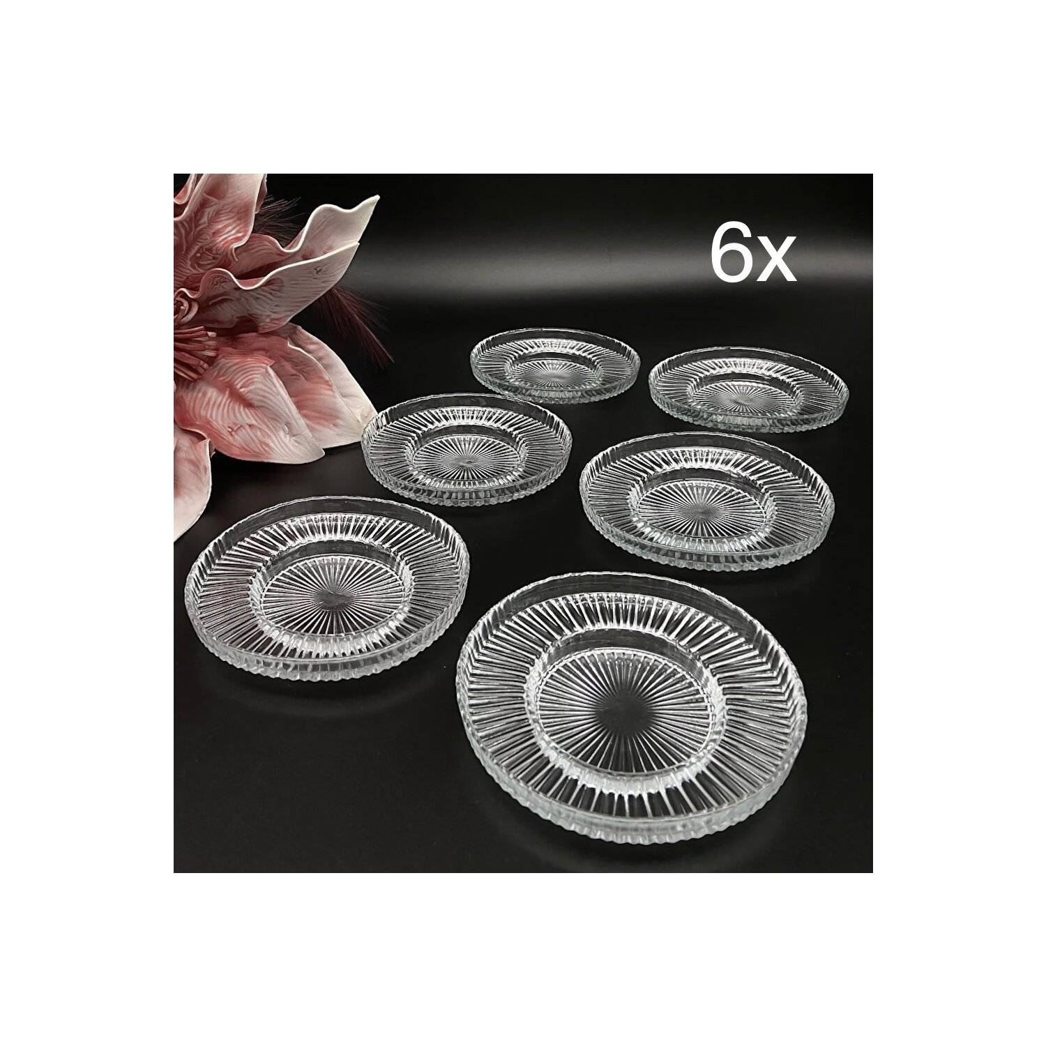 6er Set Teller Glas Glasteller 12cm Unterteller für Teegläser Cay Tabagi