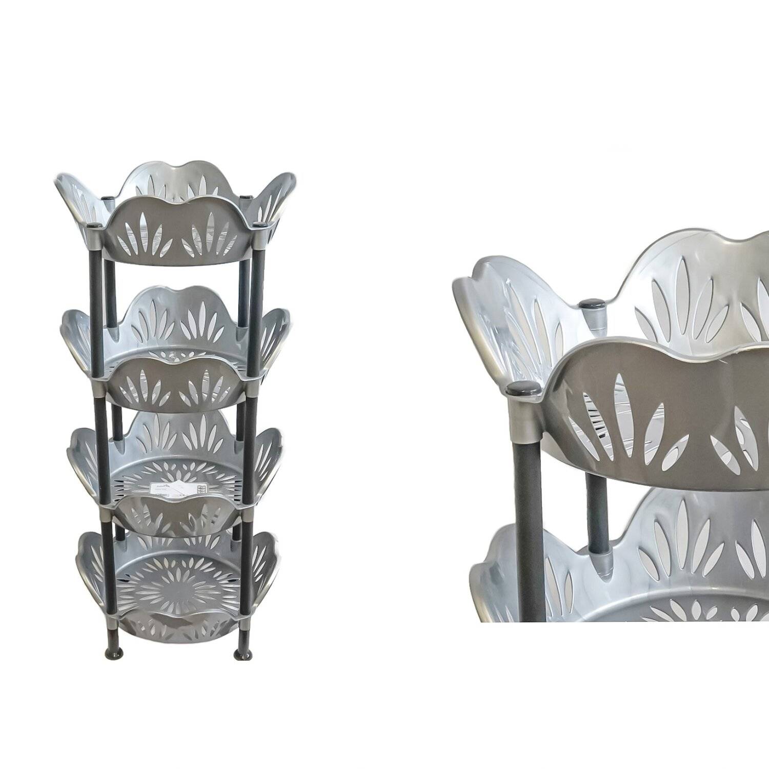 Obst Etagere Ständer Korb stapelbare Aufbewahrungskörbe 39x39x82cm Küchen Organizer 515902 Grau