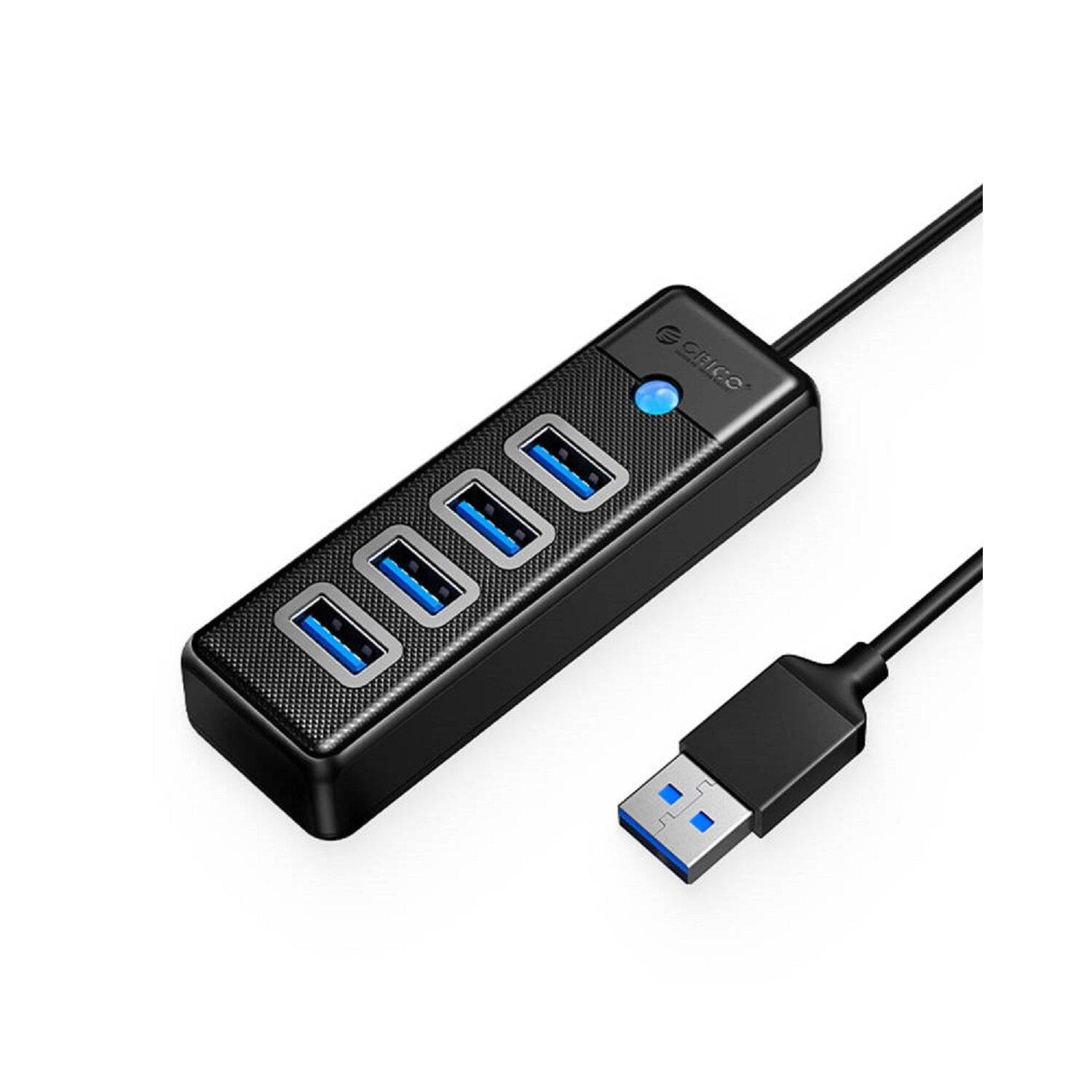 Orico PW4U-U3-015-BK-EP Hub Adapter USB auf 4x USB 3.0, 5 Gbps, mit 4 USB 3.0-Anschlüssen 0,15m Schwarz