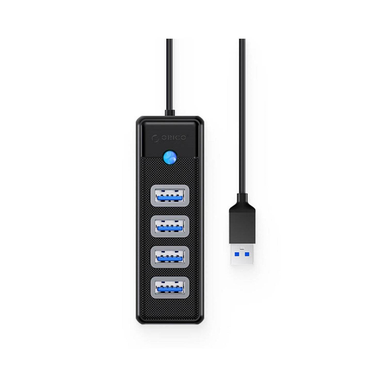 Orico PW4U-U3-015-BK-EP Hub Adapter USB auf 4x USB 3.0, 5 Gbps, mit 4 USB 3.0-Anschlüssen 0,15m Schwarz