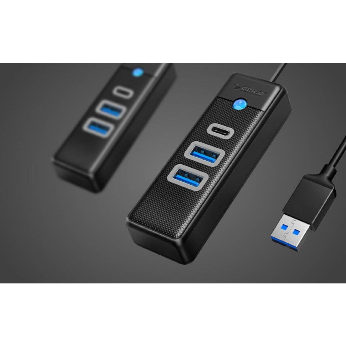 Orico PWC2U-U3-015-BK-EP Hub Adapter USB auf 2x USB 3.0 + USB-C, 5 Gbps, 0,15m Schwarz
