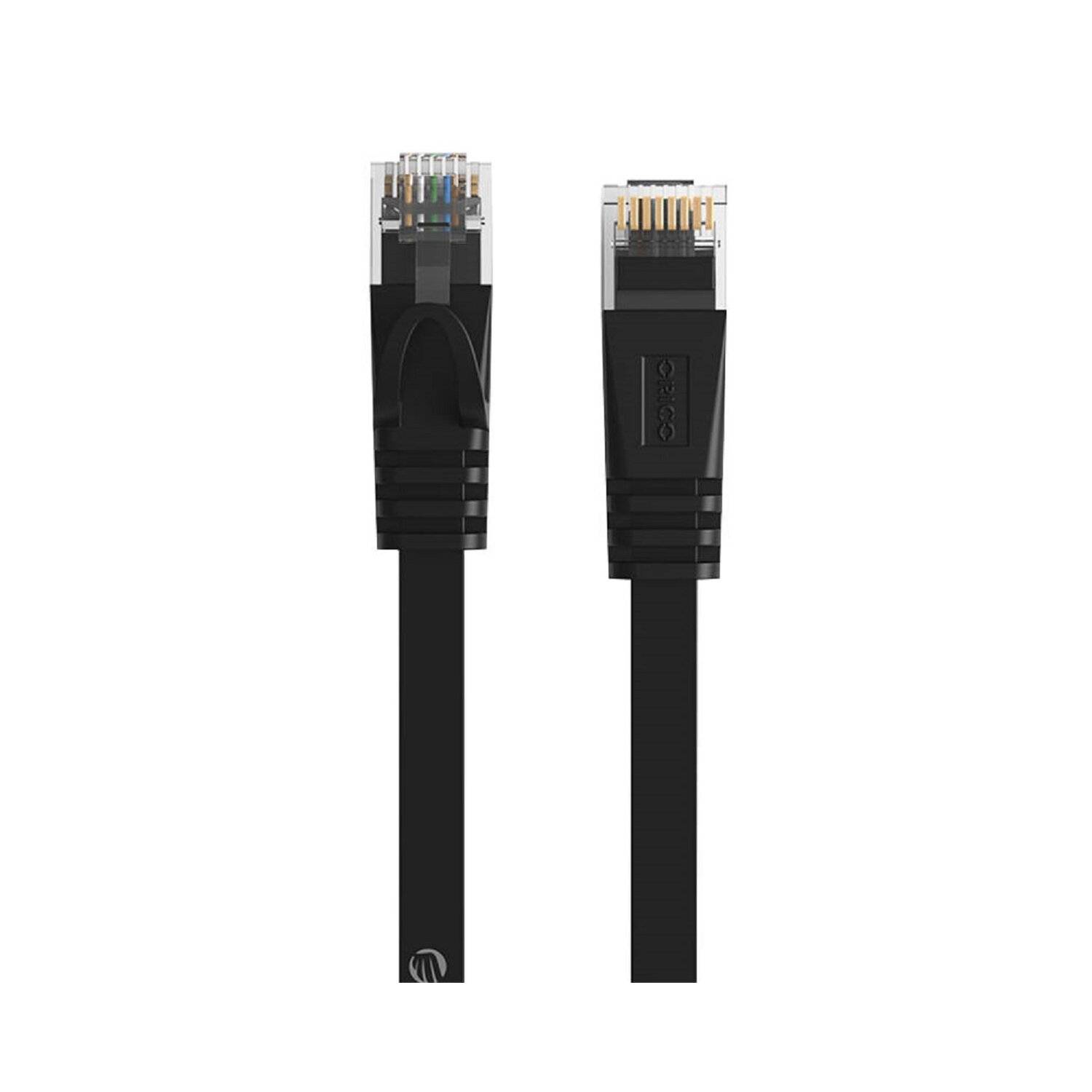Orico PUG-C6B-50-BK-EP RJ45 Cat.6 Flaches Ethernet-Netzwerkkabel LAN-Kabel Internetkabel Patchkabel 5m Schwarz