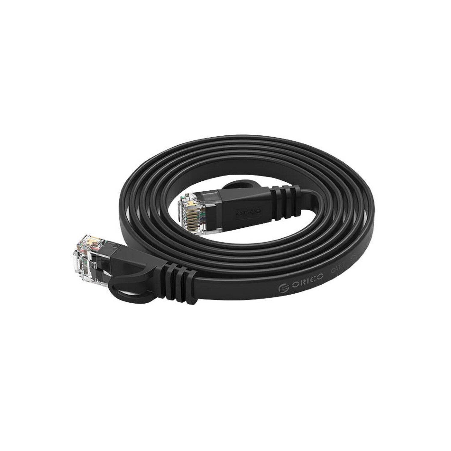 Orico PUG-C6B-50-BK-EP RJ45 Cat.6 Flaches Ethernet-Netzwerkkabel LAN-Kabel Internetkabel Patchkabel 5m Schwarz