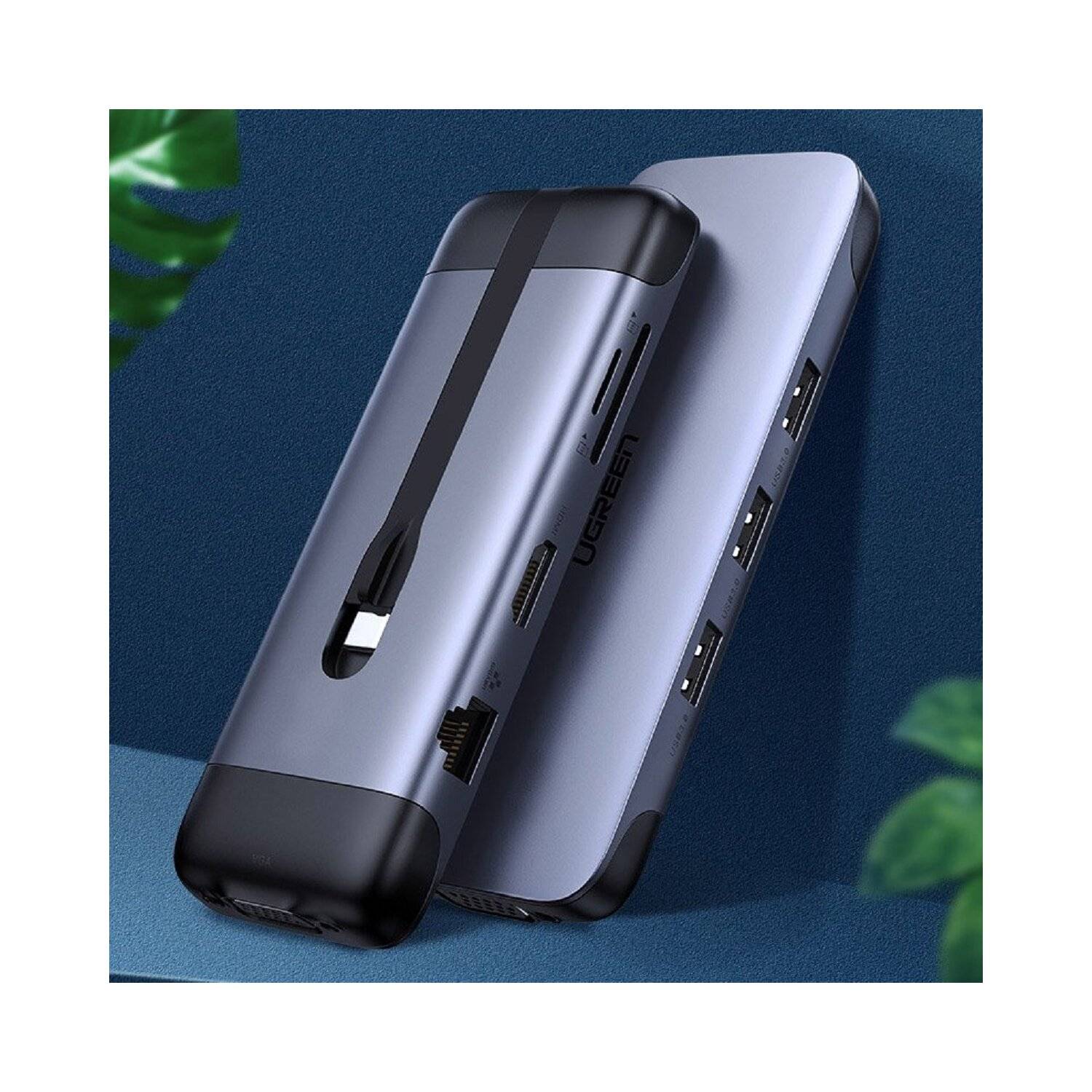 Ugreen 9in1 Multifunktions HUB USB Typ C - HDMI / 3x USB 3.2 Gen 1 / SD Micro SD / usw.100W 20V 5A Grau (70409 CM286)