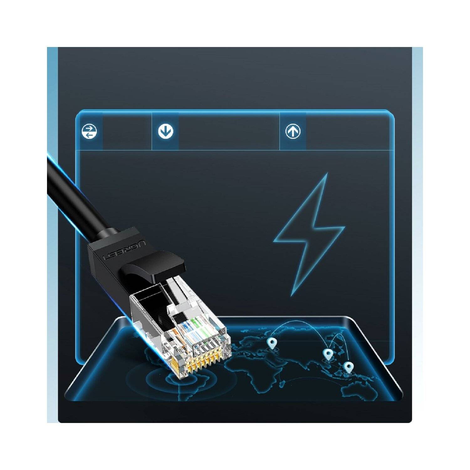 Ugreen Kabel Internet Netzwerkkabel Ethernet Patchkabel RJ45 Cat 6 UTP 1000Mbps 5m Schwarz (20162)