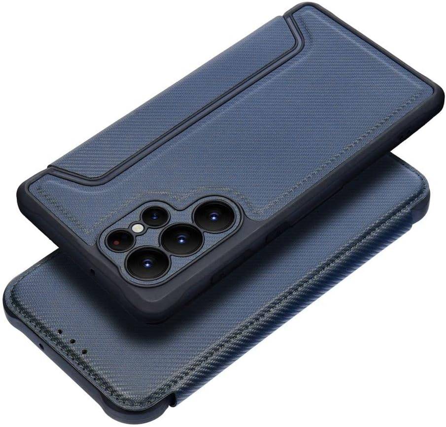 Handy Tasche "Razor" Buchtasche Hülle Magnet Carbon-Cover Kameraschutz für Samsung Galaxy A34 5G Blau