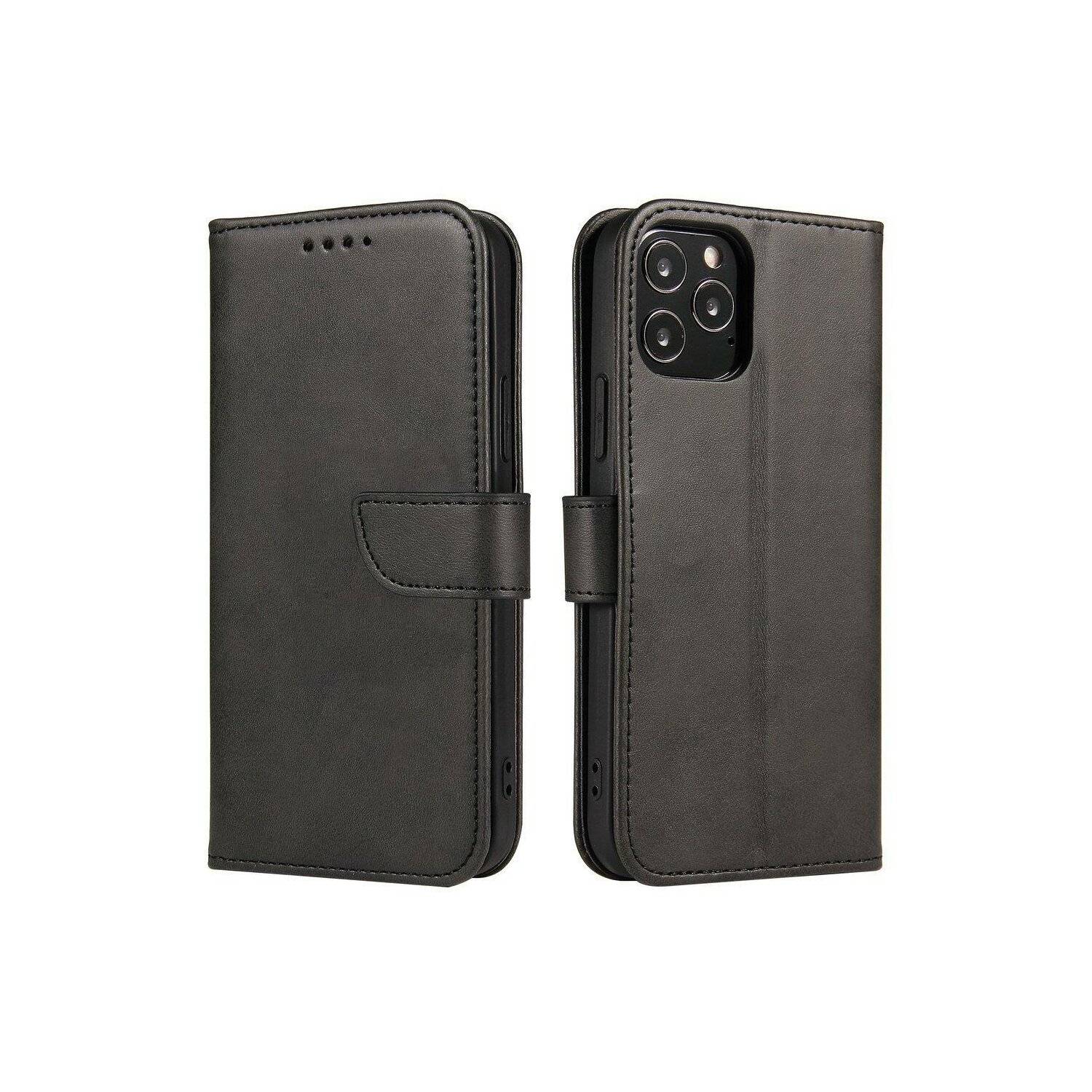 Magnet Case elegante Hülle mit Überschlag und Standfunktion kompatibel mit iPhone 14 Plus schwarz