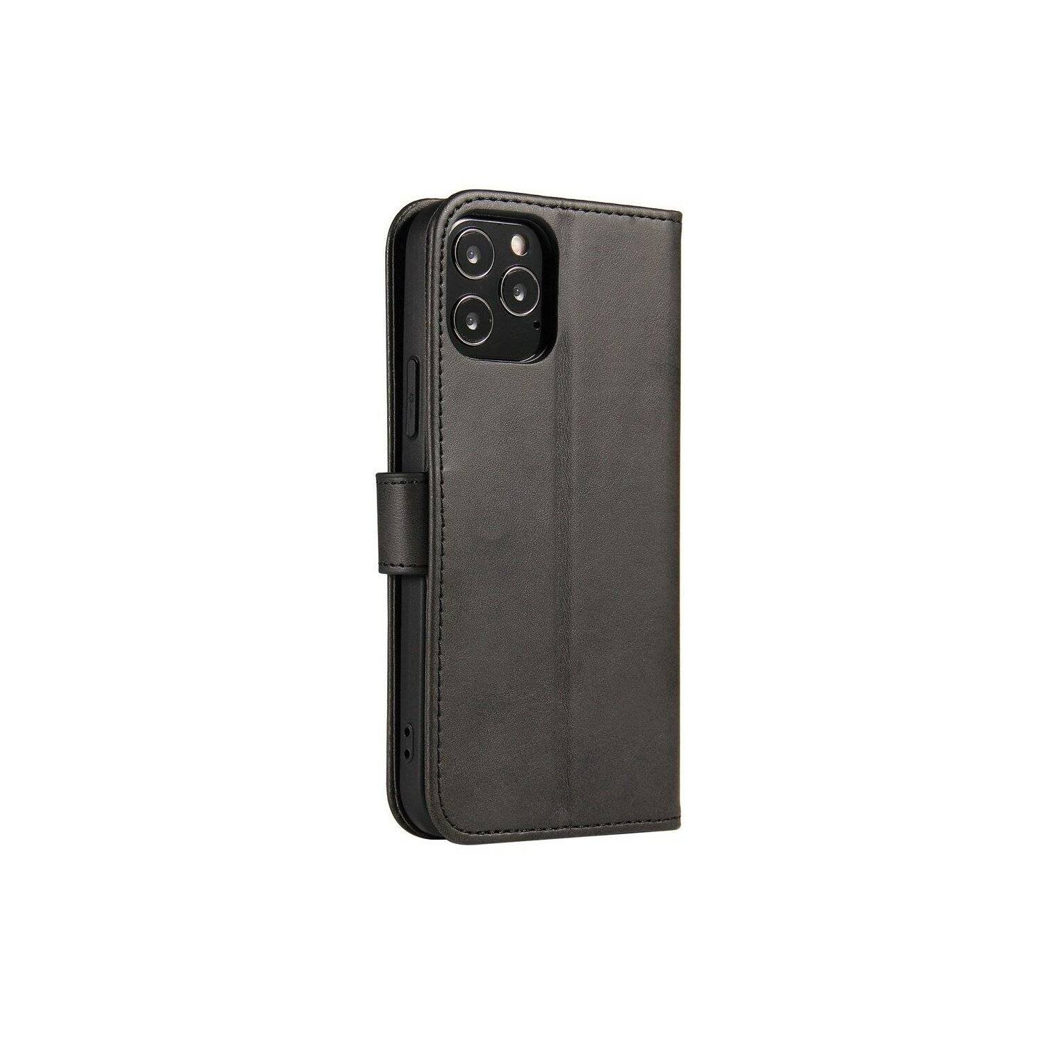 Magnet Case elegante Hülle mit Überschlag und Standfunktion kompatibel mit iPhone 14 Plus schwarz