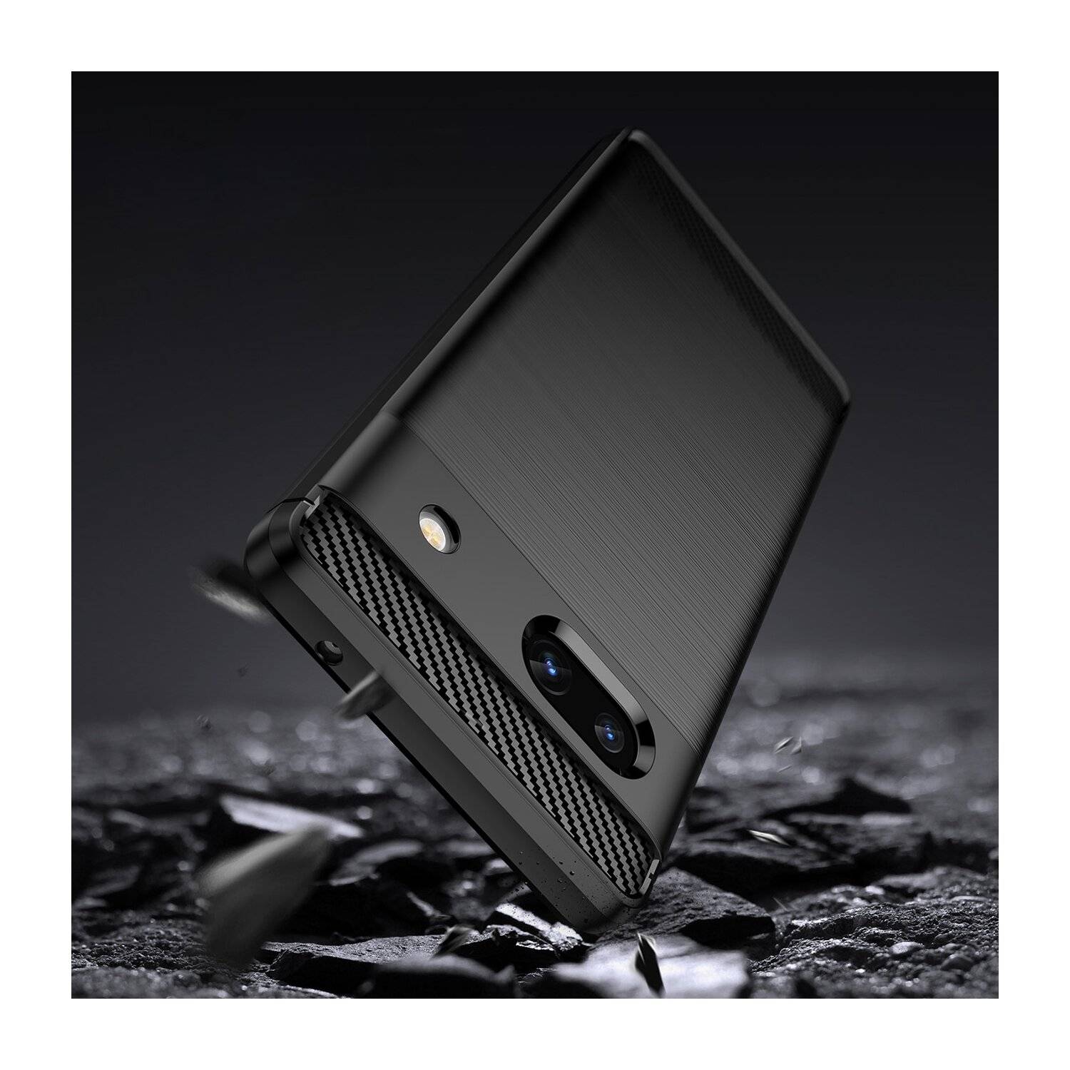 Carbon Case für Motorola Moto G13 flexible Silikon-Carbon-Hülle schwarz
