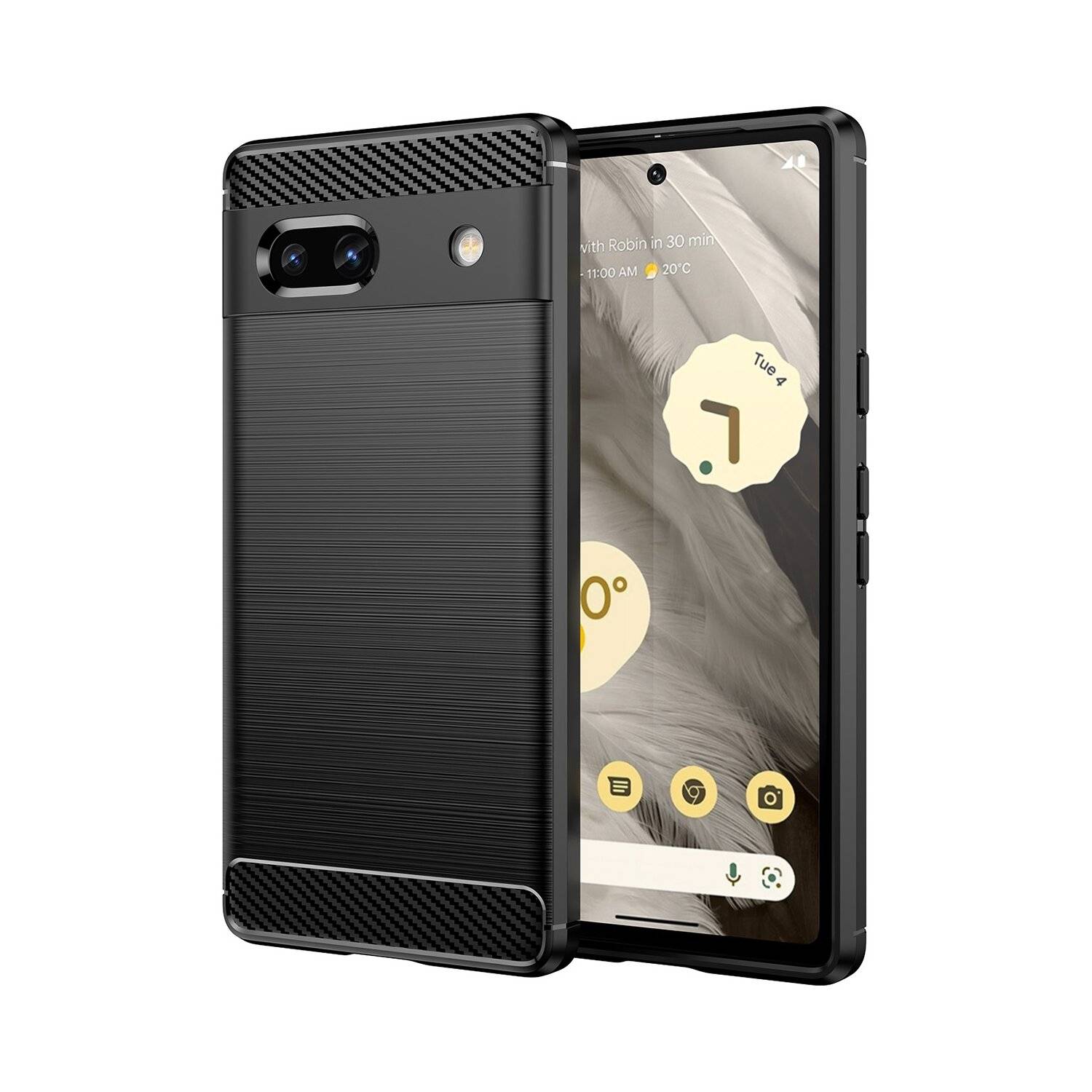 Carbon Case für Motorola Moto G53 flexible Silikon-Carbon-Hülle schwarz