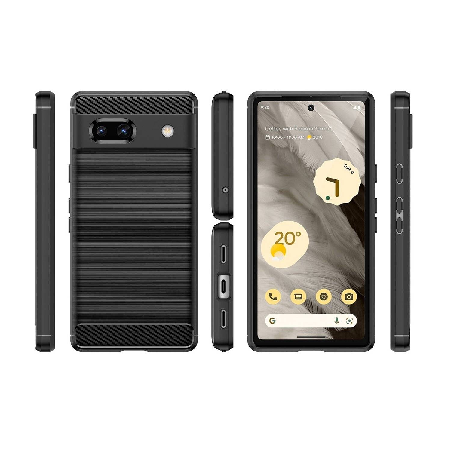 Carbon Case für Motorola Moto G53 flexible Silikon-Carbon-Hülle schwarz