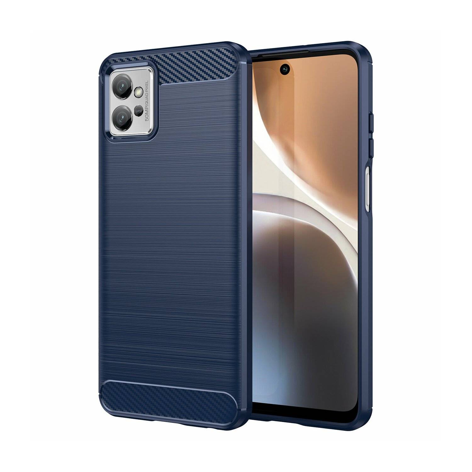 Carbon Case für Motorola Moto G32 flexible Silikon-Carbon-Hülle blau