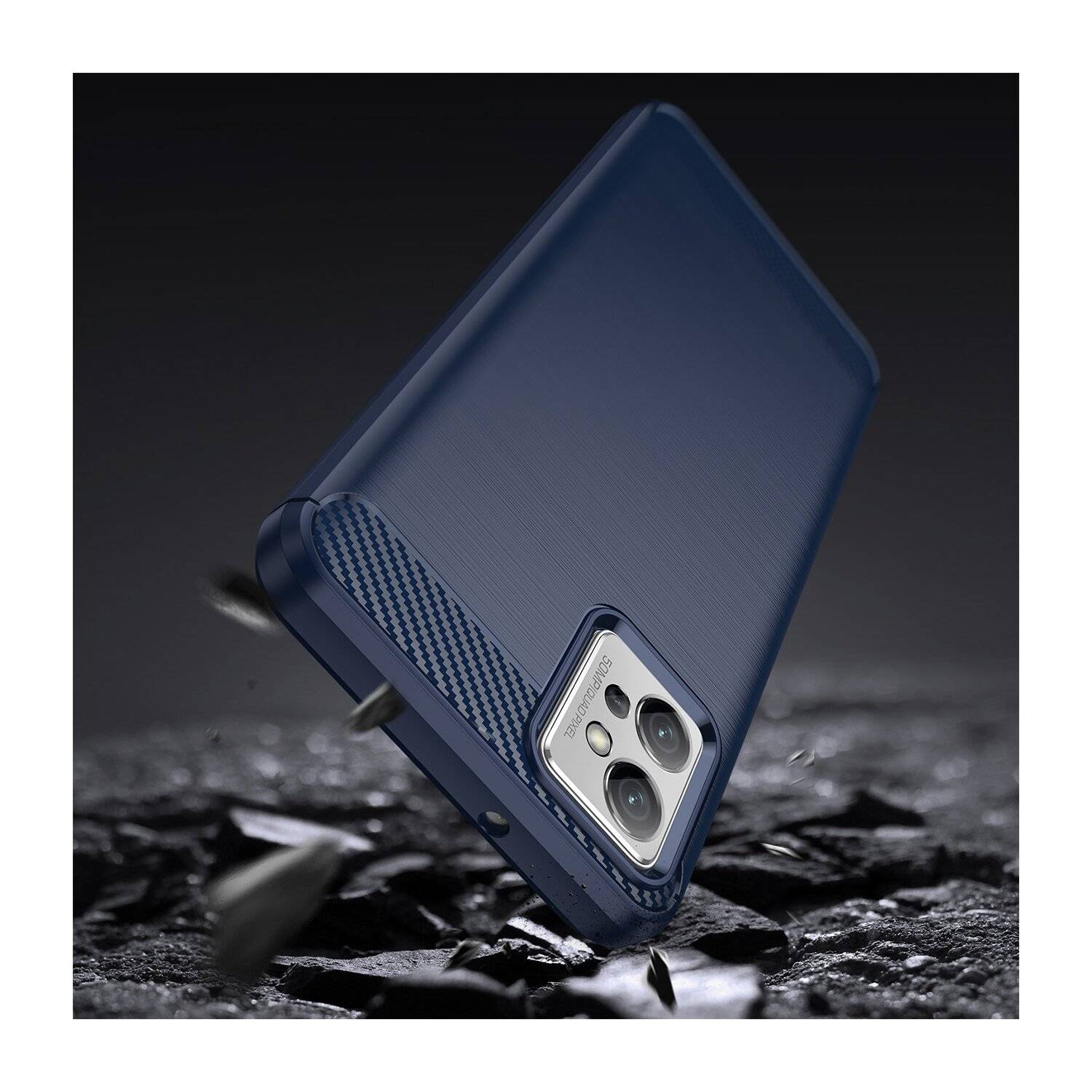 Carbon Case für Motorola Moto G32 flexible Silikon-Carbon-Hülle blau