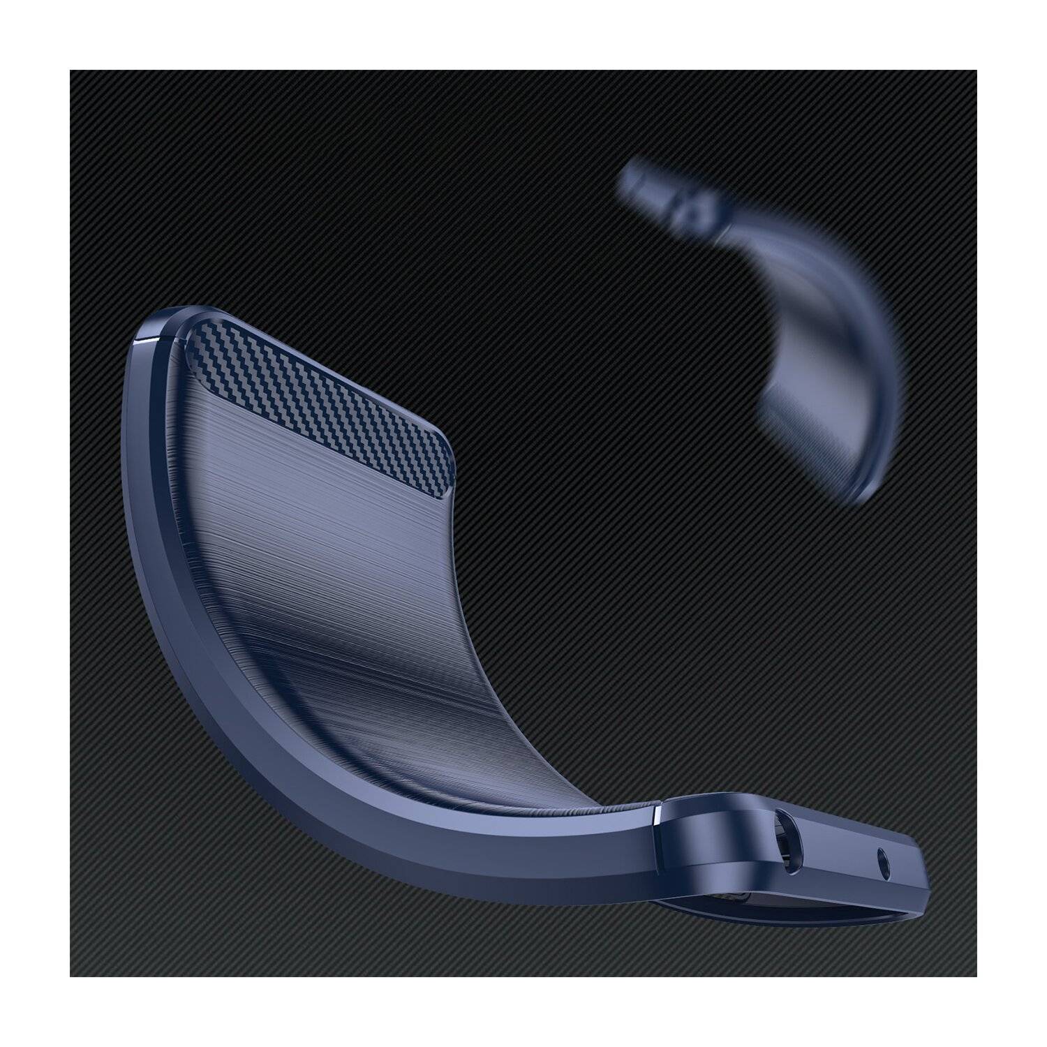 Carbon Case für Motorola Moto G32 flexible Silikon-Carbon-Hülle blau