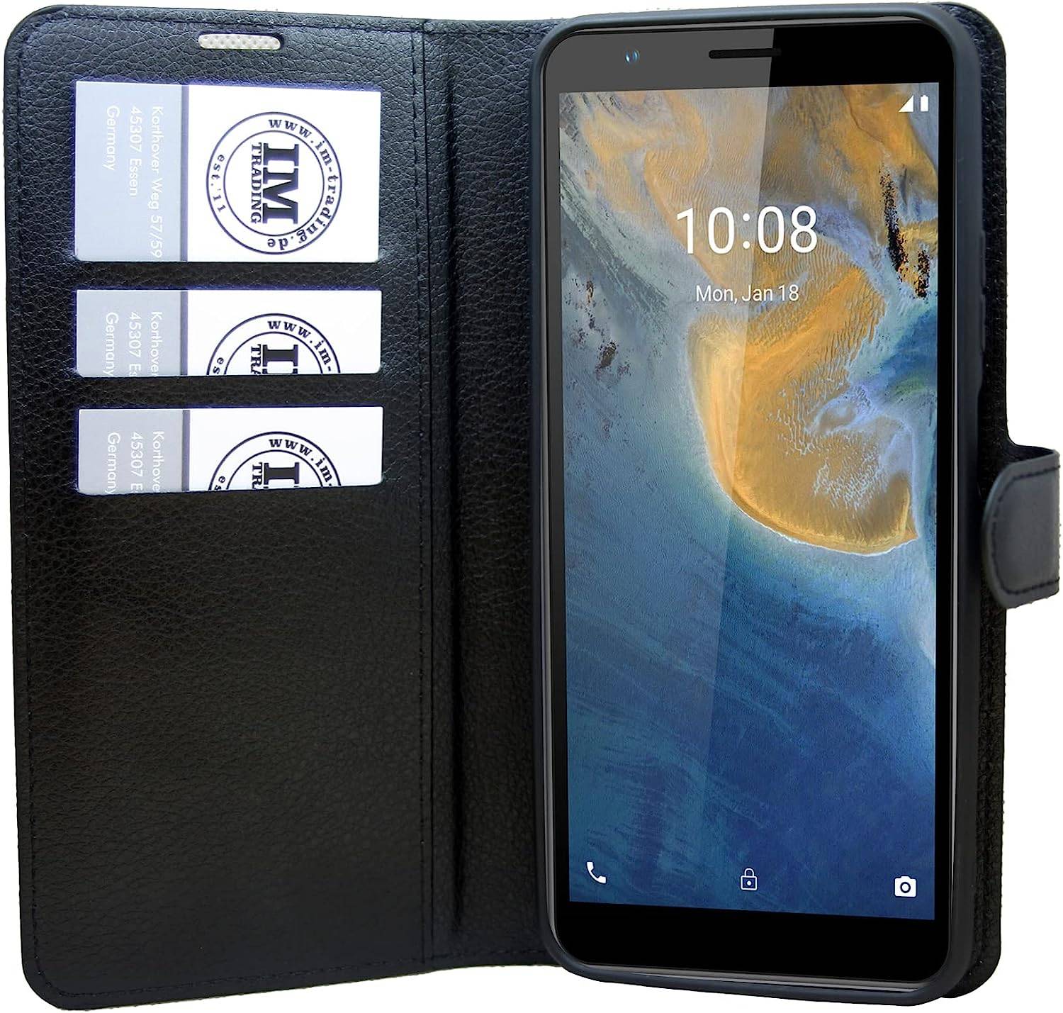 Buch Tasche "Fancy" für ZTE BLADE A52 Handy Hülle Etui Brieftasche Schutzhülle mit Standfunktion, Schwarz
