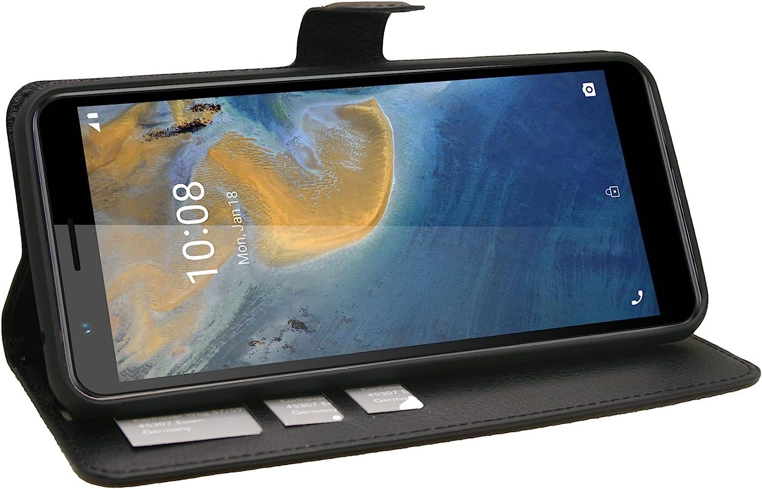 Buch Tasche "Fancy" für ZTE BLADE A52 Handy Hülle Etui Brieftasche Schutzhülle mit Standfunktion, Schwarz
