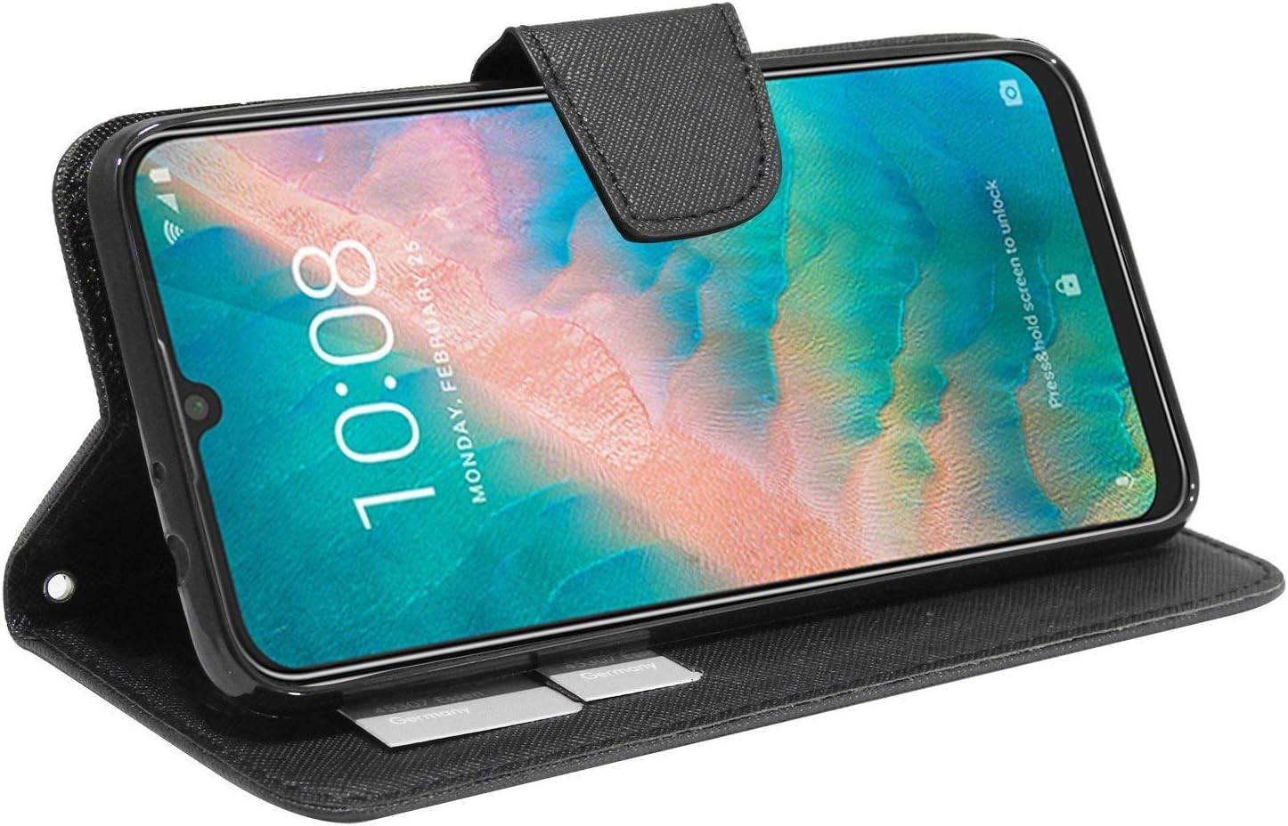 Buch Tasche "Fancy" für ZTE BLADE A72 5G Handy Hülle Etui Brieftasche Schutzhülle mit Standfunktion, Schwarz