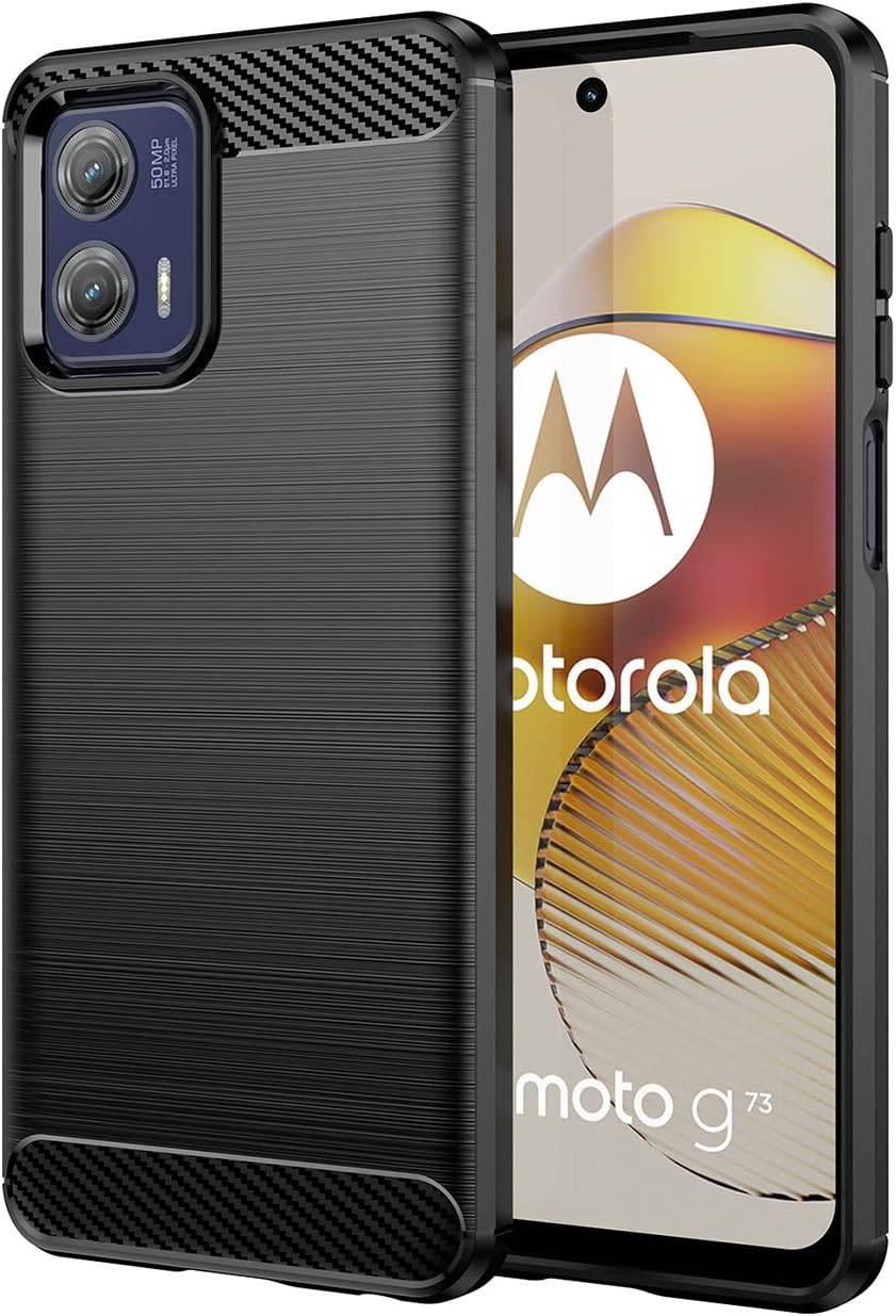 Carbon Case für Motorola Moto G73 5G flexible Silikon Carbon Hülle schwarz