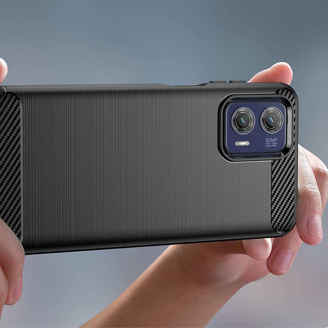 Carbon Case für Motorola Moto G73 5G flexible Silikon Carbon Hülle schwarz