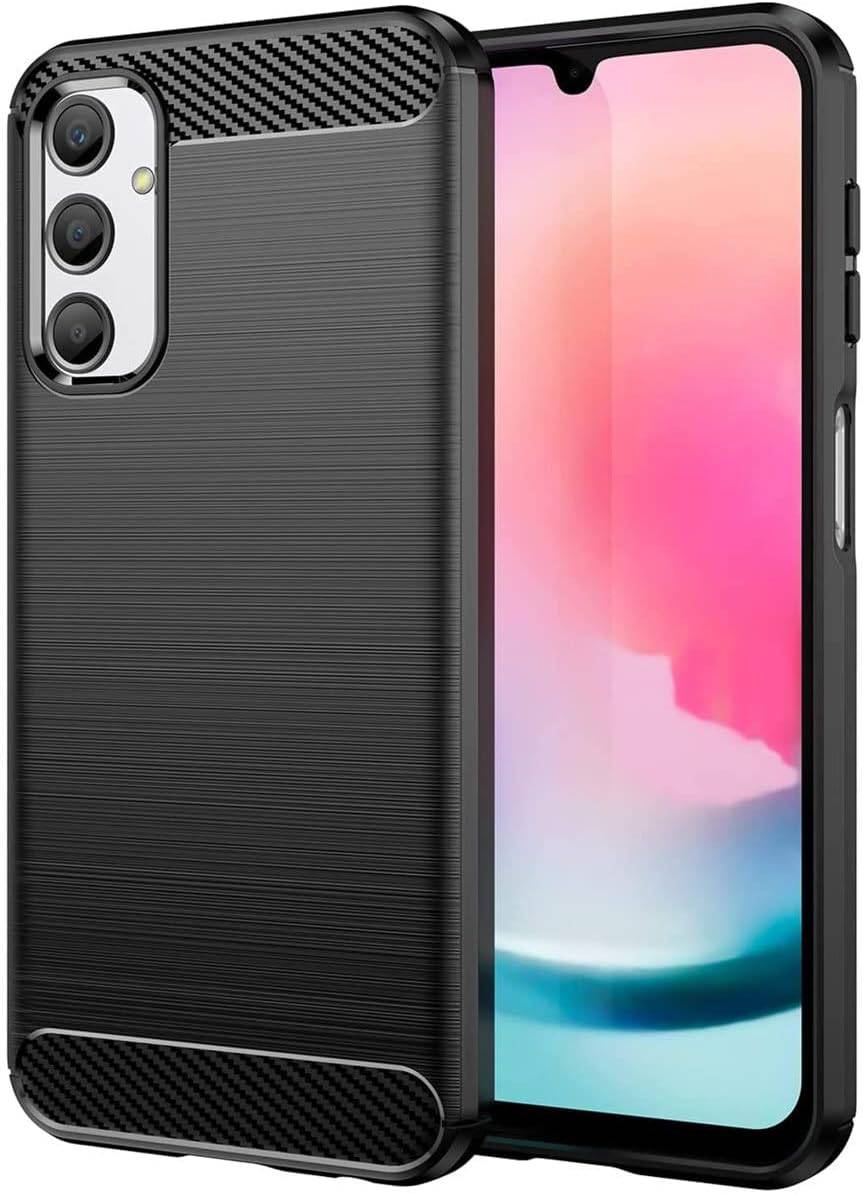 Carbon Case für Samsung Galaxy A24 4G flexible Silikon Carbon Hülle schwarz