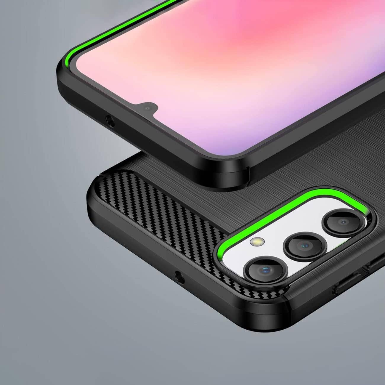 Carbon Case für Samsung Galaxy A24 4G flexible Silikon Carbon Hülle schwarz