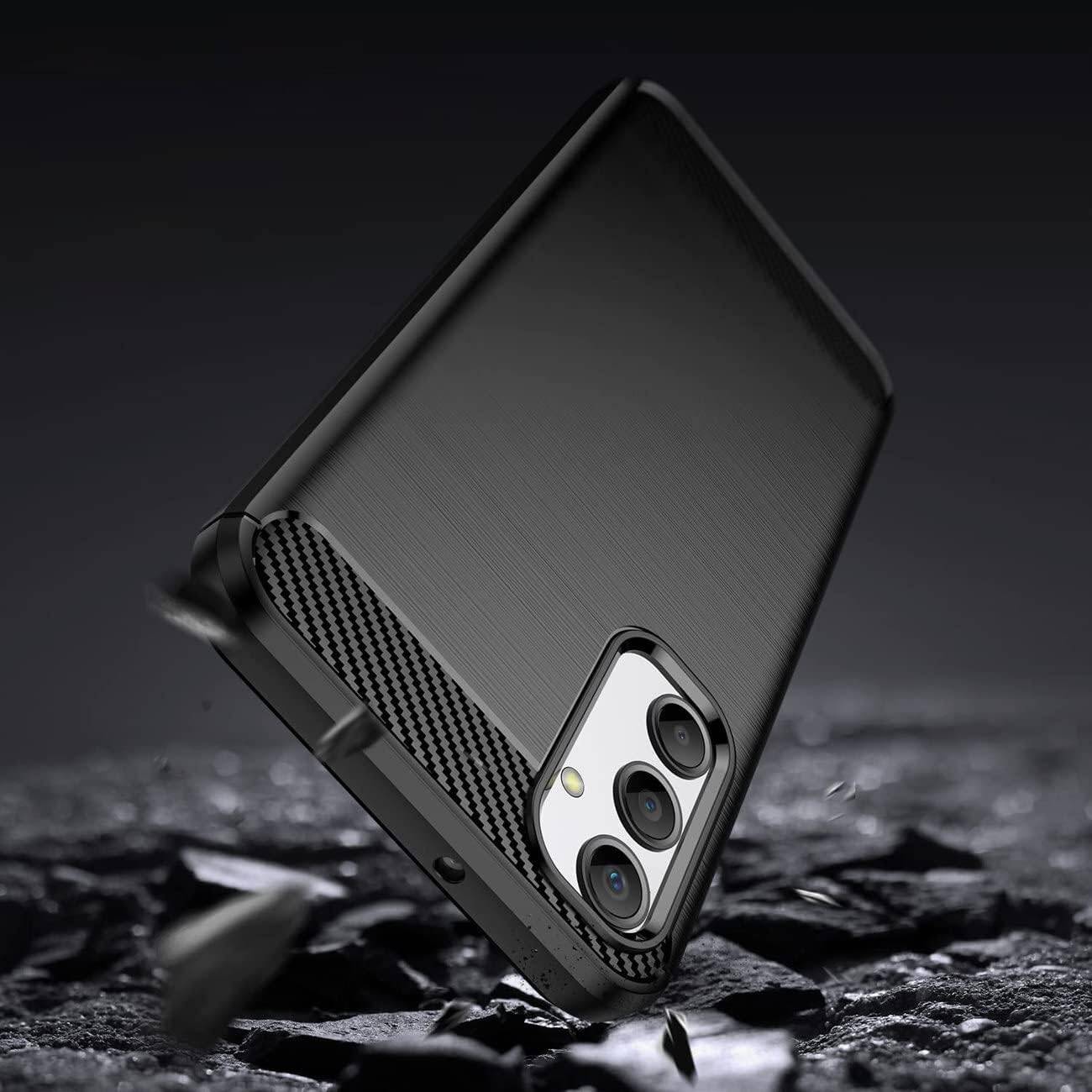 Carbon Case für Samsung Galaxy A24 4G flexible Silikon Carbon Hülle schwarz