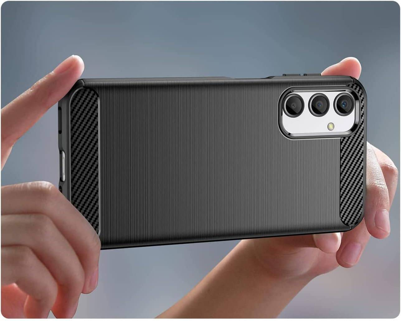 Carbon Case für Samsung Galaxy A24 4G flexible Silikon Carbon Hülle schwarz