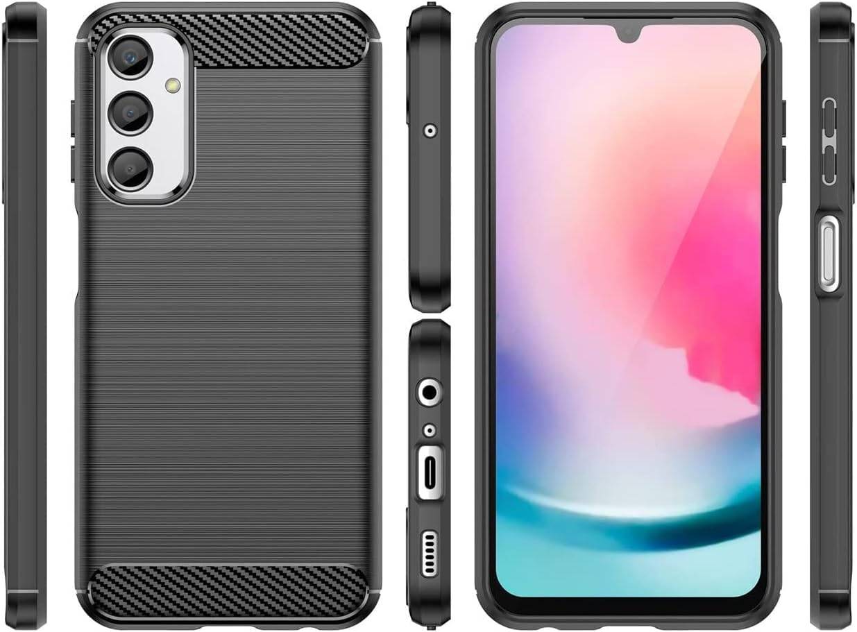 Carbon Case für Samsung Galaxy A24 4G flexible Silikon Carbon Hülle schwarz