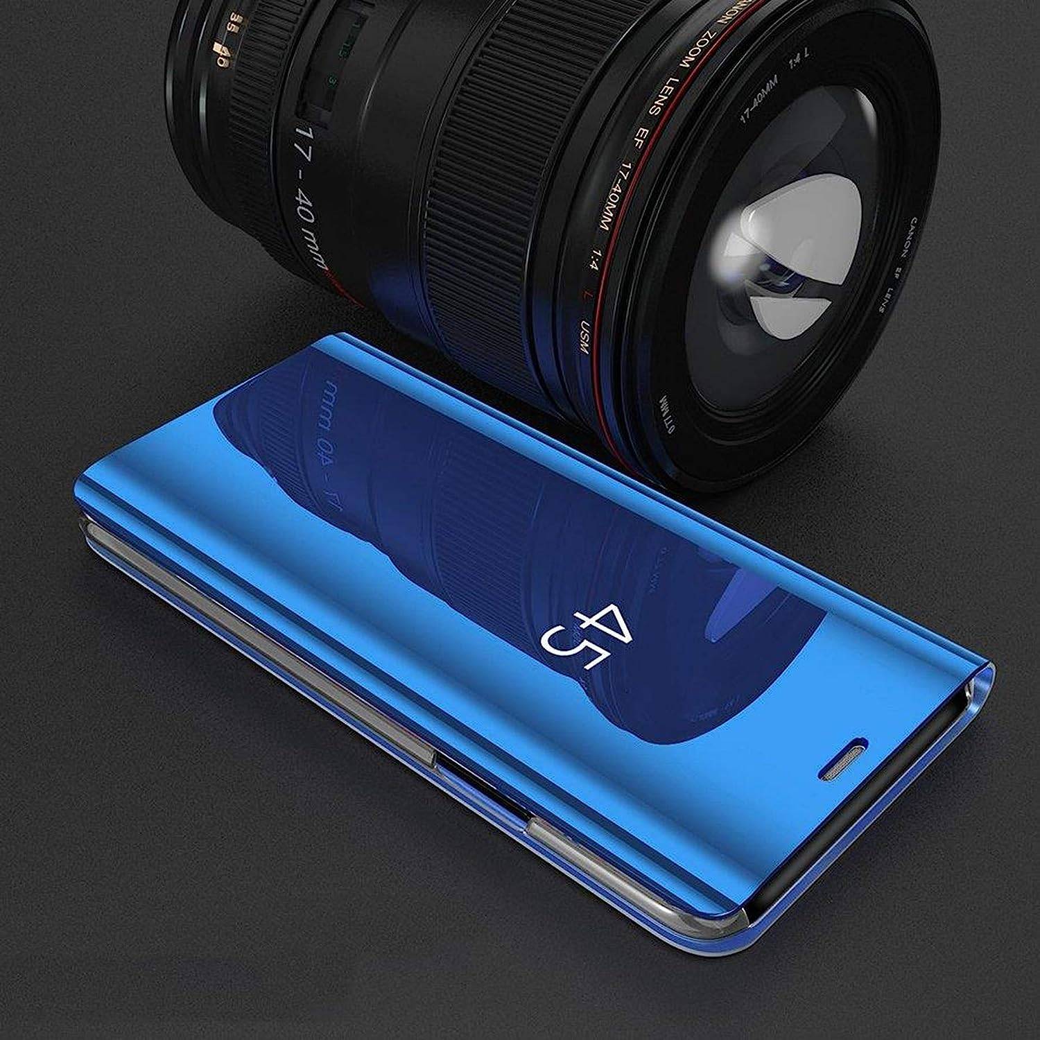 Clear View Case Hülle für Samsung Galaxy A24 4G Flip Cover blau