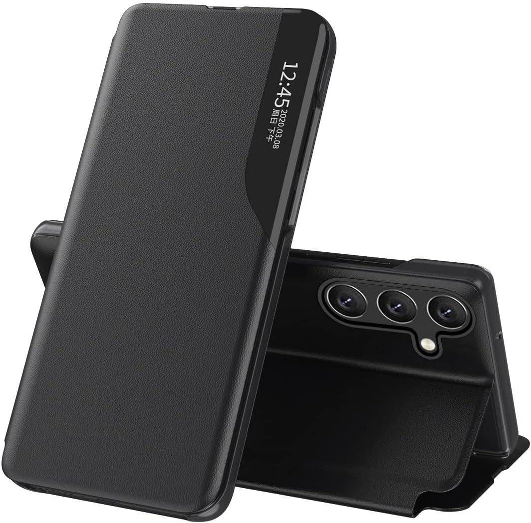 Eco Leather View Hülle für Samsung Galaxy A24 4G mit Klappständer schwarz