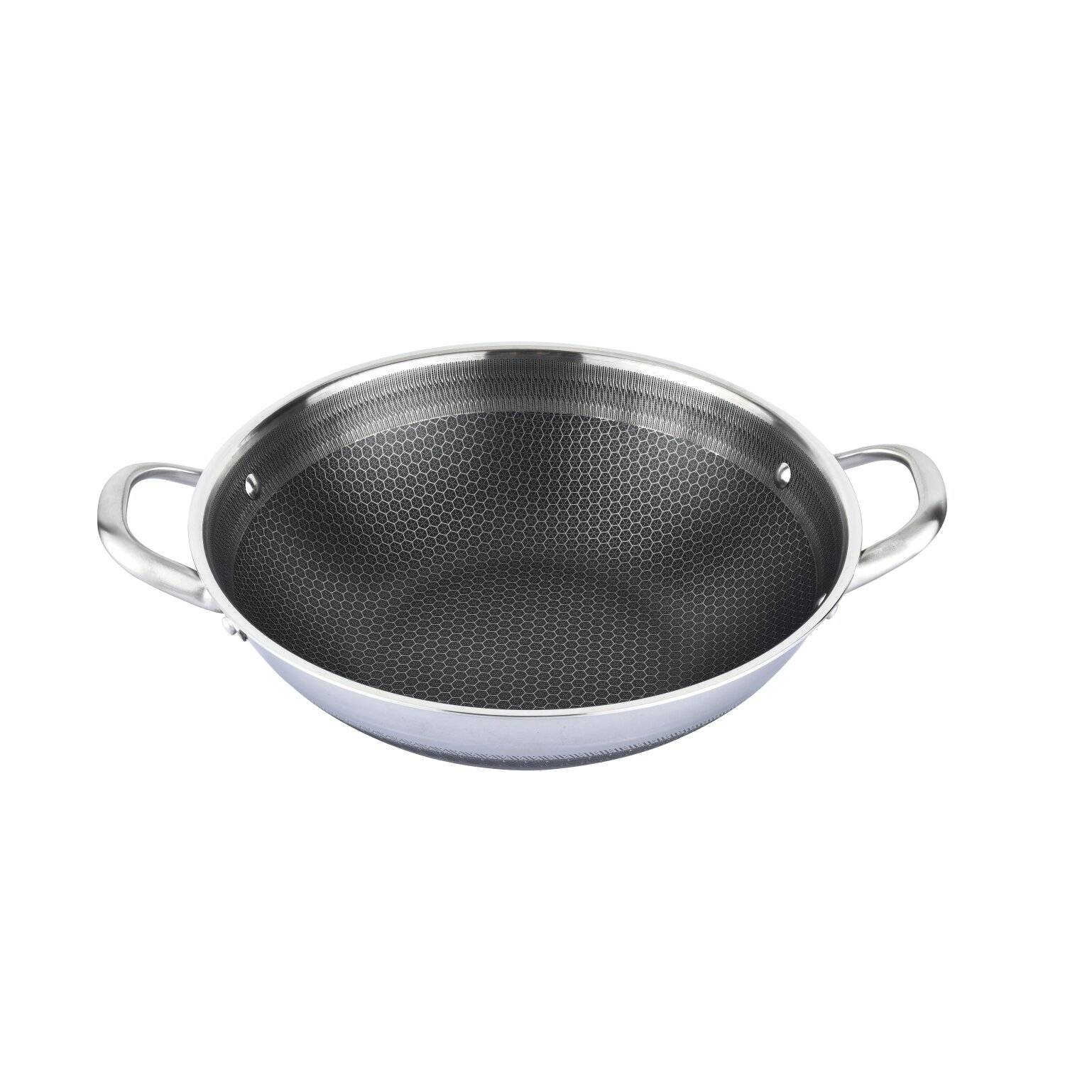 Wok Topf 32cm Edelstahl Wabenstruktur Ø32cm Induktion Anti Haft Kratzfest