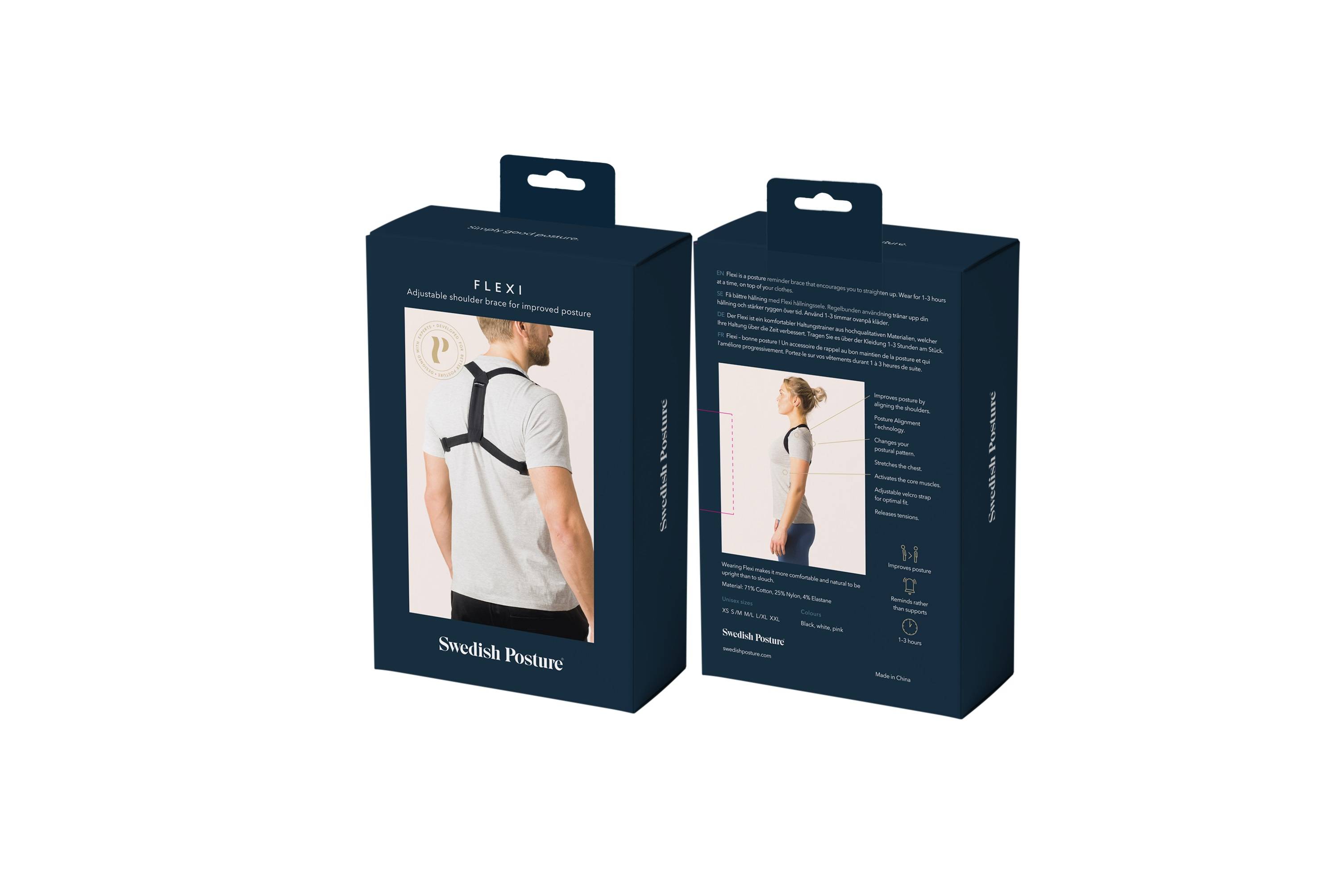 SWEDISH POSTURE Flexi Haltungsstütze schwarz L-XL | Geradehalter Rückentrainer |bessere Körperhaltung | Schmerzlinderung